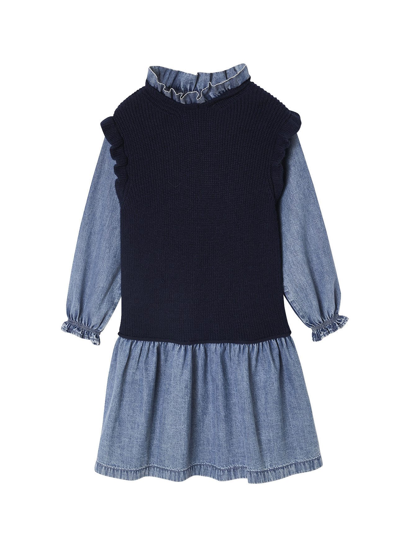 Minikleid Mädchen 2-in-1-Kleid mit Denim