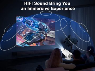 LQWELL Mini Tragbarer Beamer Trapezkorrektur 4K 200 ANSI Smart Projektor WiFi Mini-Beamer (10000:1, ‎1280 x 720 px, 4k Heim Kino Full HD Smart Heimkino Bluetooth Tragbar Mobil Minibeamer)