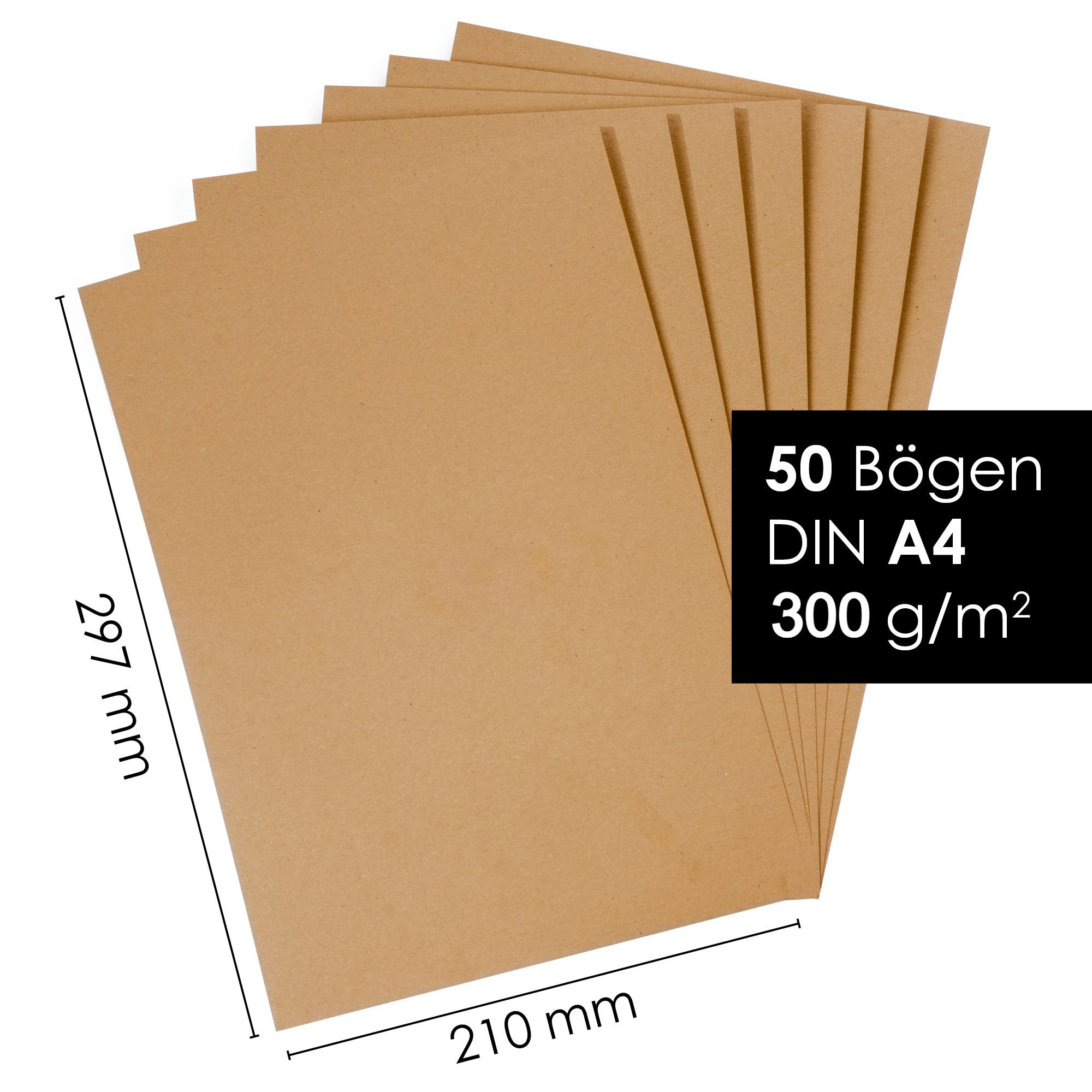 OfficeTree Kraftpapier OfficeTree 50x Kraftpapier A4 300g - Kraftkarton zum basteln, für Lettering und Kalligrafie