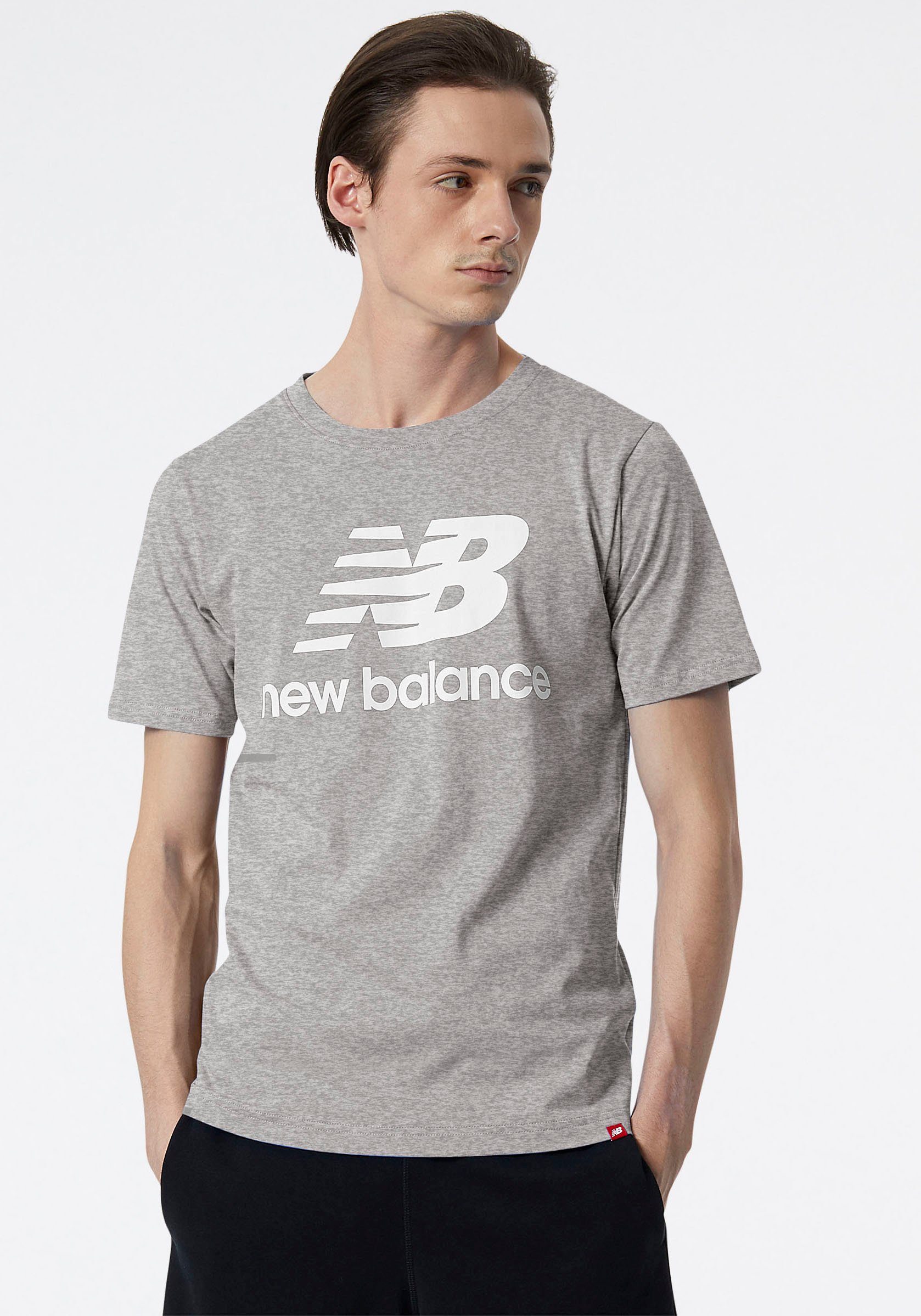 New Balance T-Shirt NB ESSENTIALS STACKED LOGO T-SHIRT grau