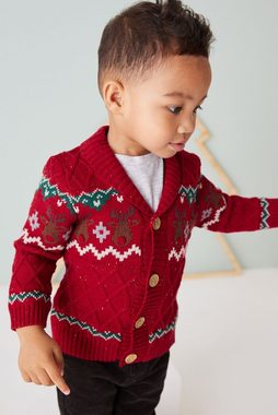 Next Strickjacke Weihnachtliche Strickjacke mit Schalkragen (1-tlg)