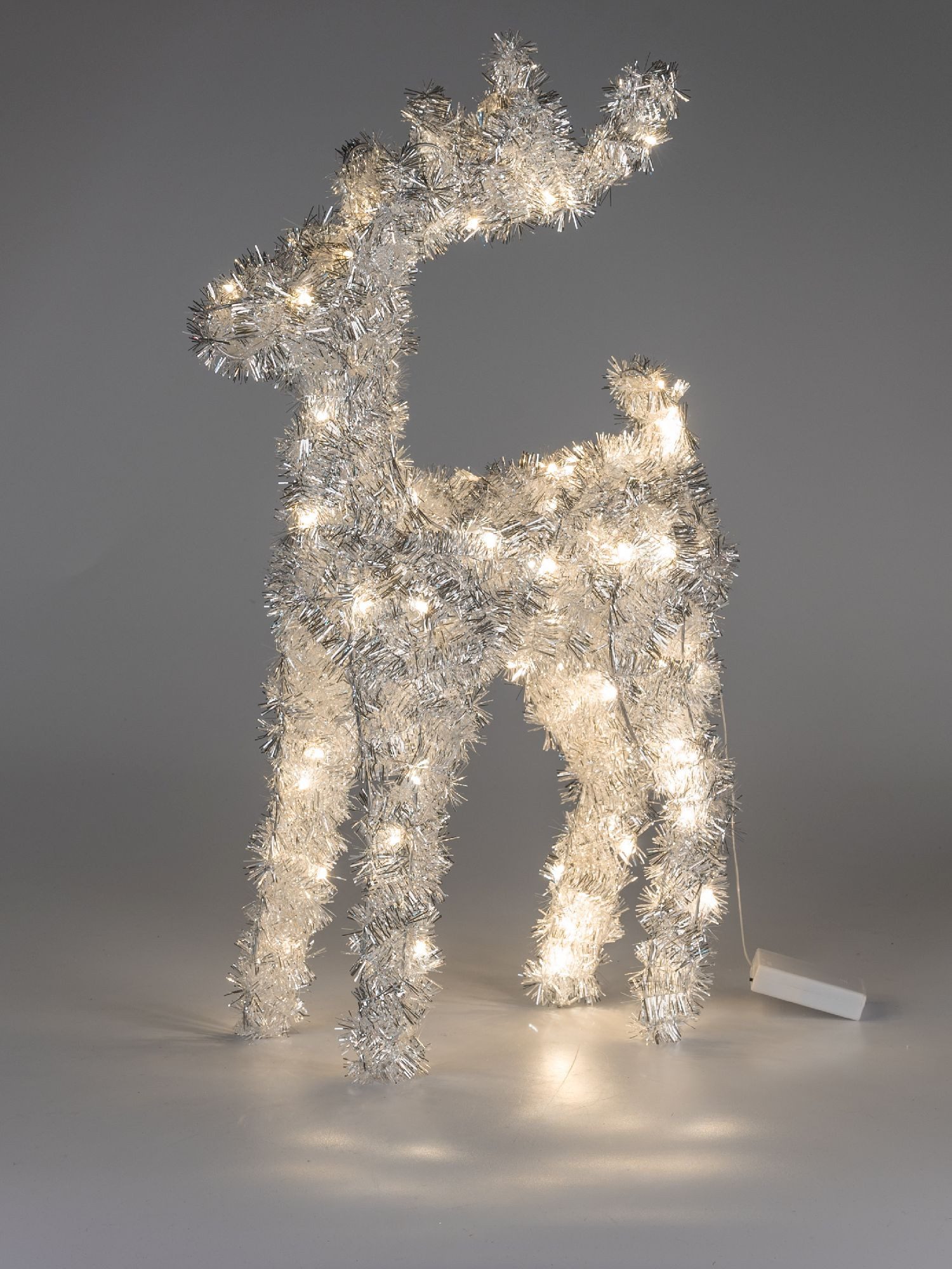 formano Dekofigur Lametta, Mit Timerfunktion, Silber, Hirsch, H: 60cm