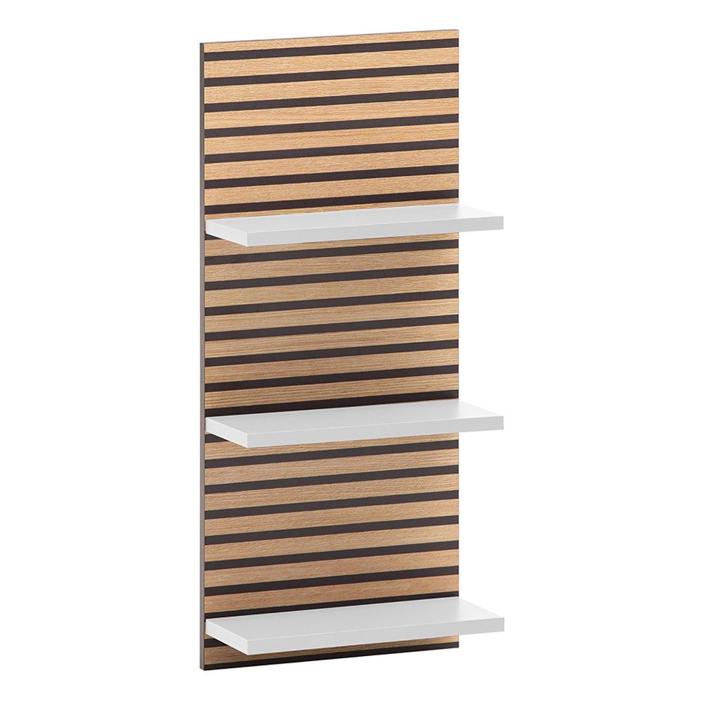 Lomadox Wandregal KANE-80, Akustikpaneel-Optik weiß matt 3 Ablageböden 30,3x70,2x17,5 cm