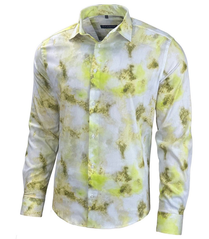 Baxboy Langarmhemd Baxboy Herren Hemd Freizeitshemd Langarm Blumen Casual Shirt B-449