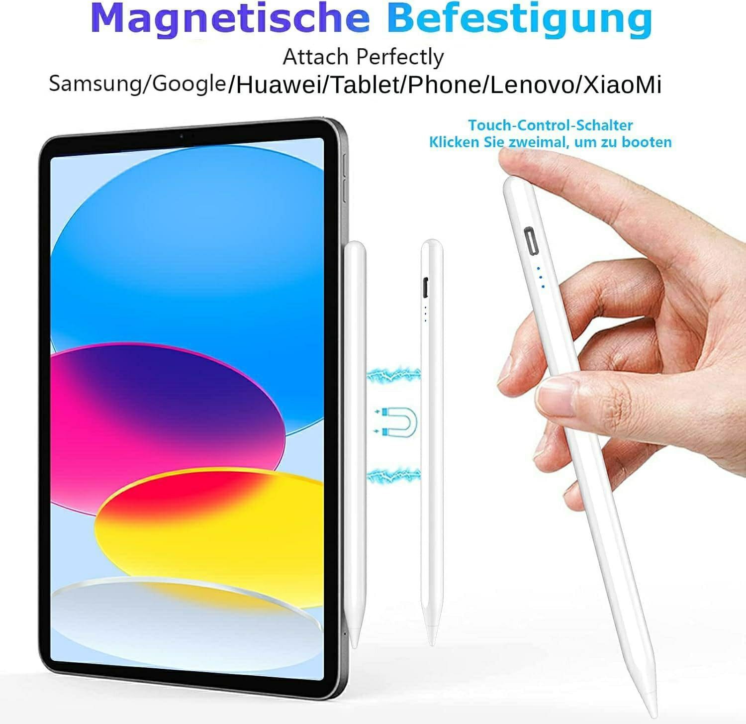 Fyrove Eingabestift Stylus Pen für Touchscreen, Android, Aktiver Universal Stylus Stift (Tabletstift Stylus Pencil USB-C Schnellladen Palm Rejection) mit Neigungserkennung & Palm-Ablehnung & Hohe Präzision