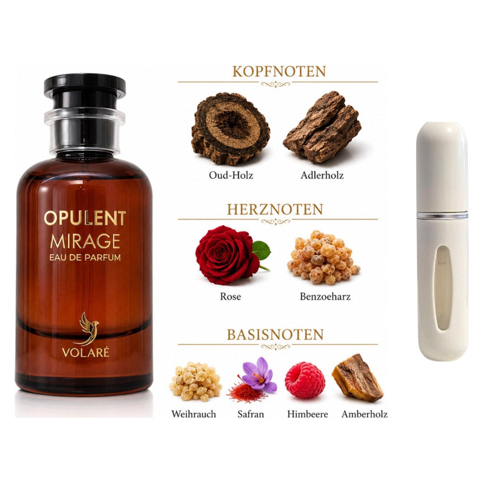 Volaré Perfumes Duft-Set Opulent Mirage EDP 100 ml + Parfümzerstäuber (leer)