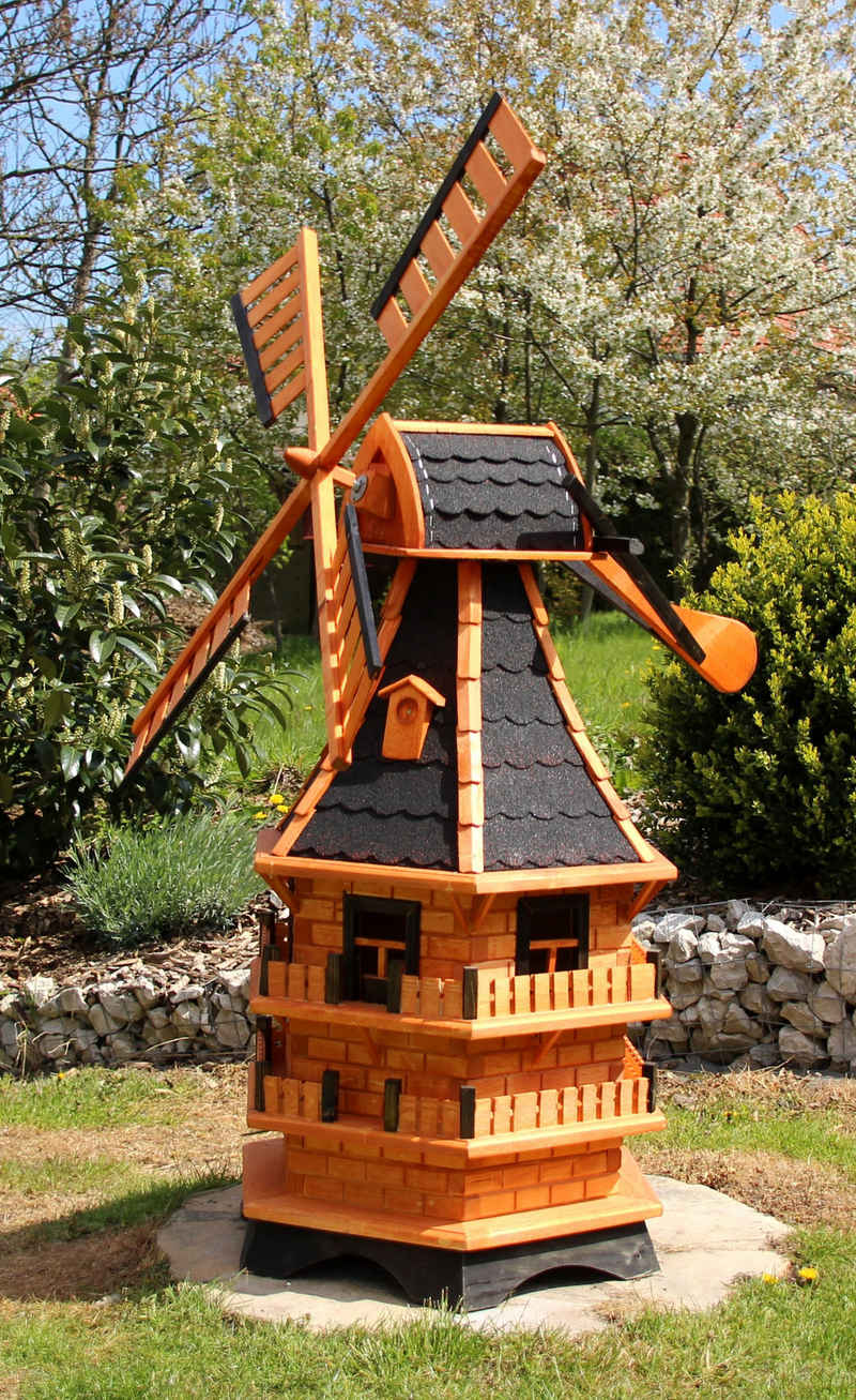 Holzdekoladen Deko-Windrad XXL Windmühle 1,50 m aus Holz mit Solarbeleuchtung Typ 21.1