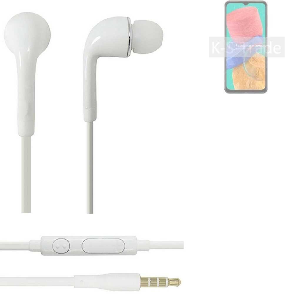 K-S-Trade für Samsung Galaxy M33 5G In-Ear-Kopfhörer (Kopfhörer Headset mit Mikrofon u Lautstärkeregler weiß 3,5mm)