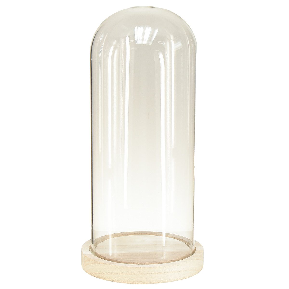 Viana Tischvase Glasglocke Glassturz mit Holzfuß Deko Vitrine Klar Ø14cm günstig online kaufen