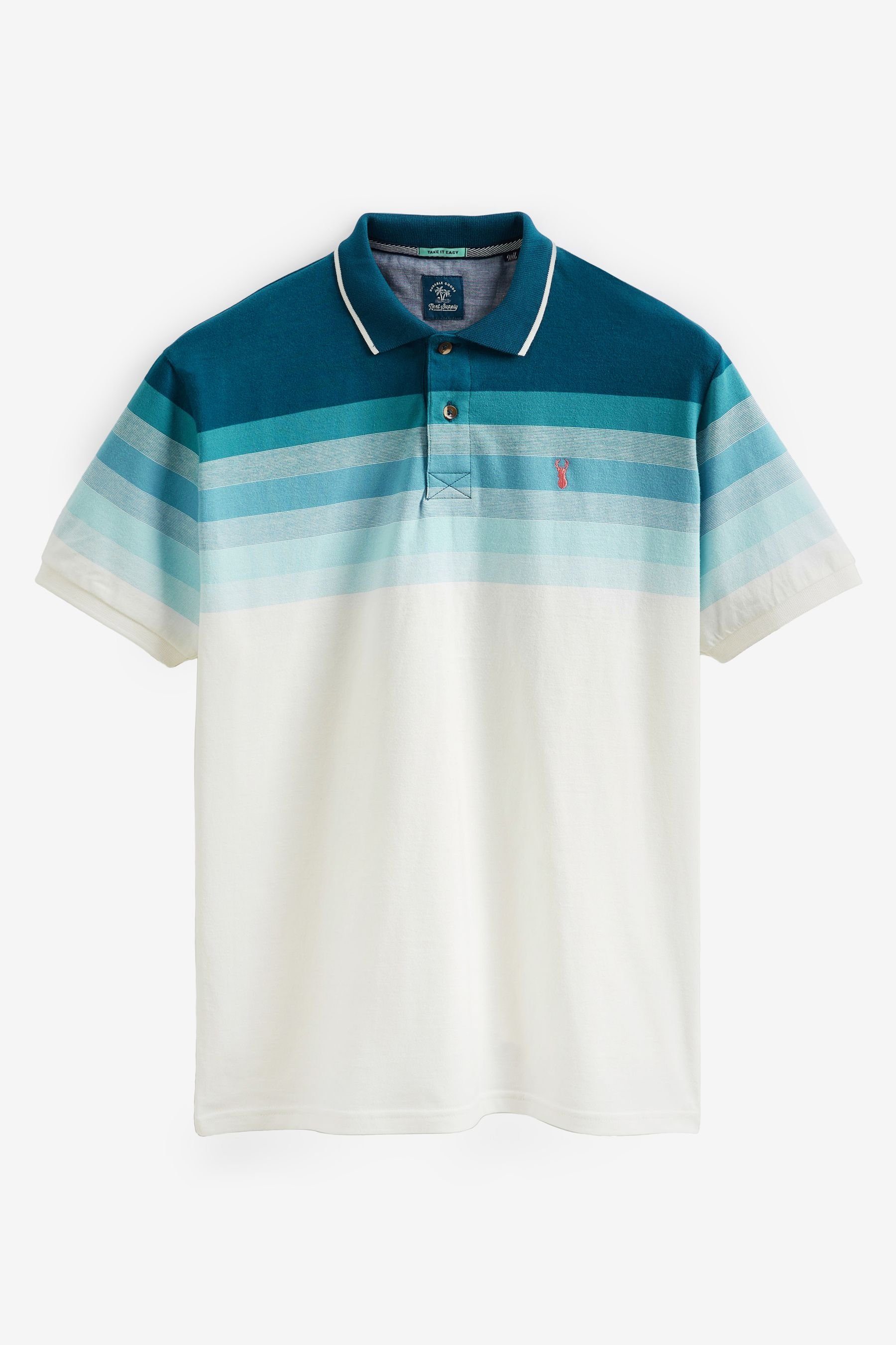 Next Langarm-Poloshirt Polo-Shirt im Farbblockdesign (1-tlg) Blue Gradient