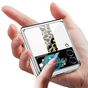 Wigento Handyhülle Für Samsung Galaxy Z Flip3 5G Galvanisieren Design Kunststoff Hart Cover Handy Tasche Hülle Etuis Gold
