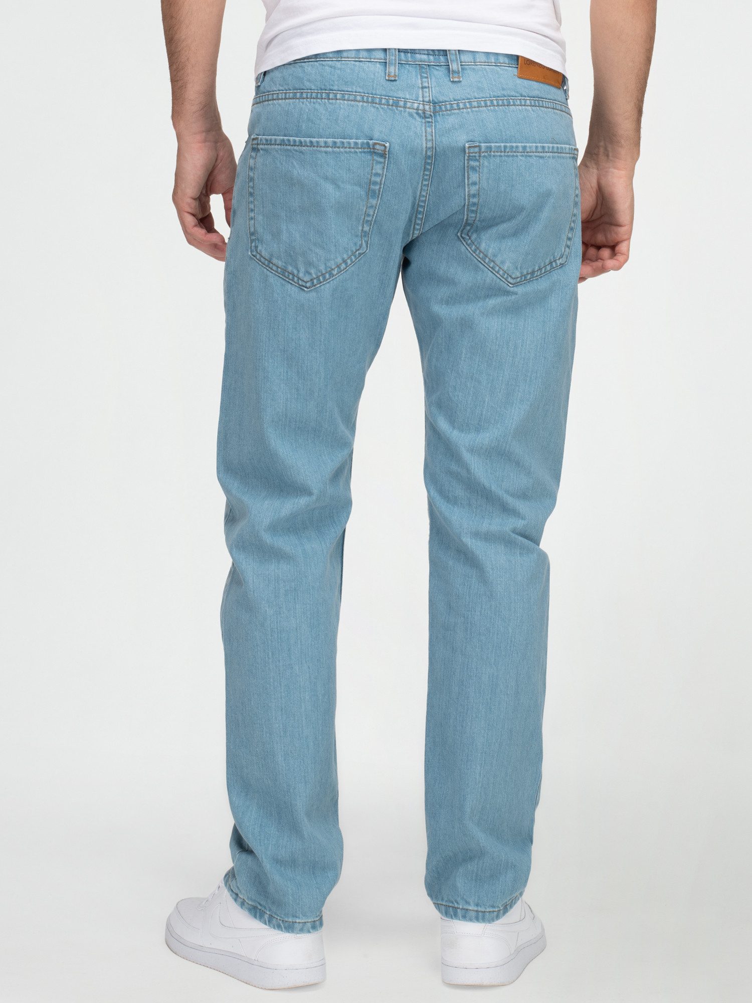 Lorenzo Loren Straight-Jeans Herren Jeans Stonewashed Hellblau LL-4014 – Bild 3 von 5
