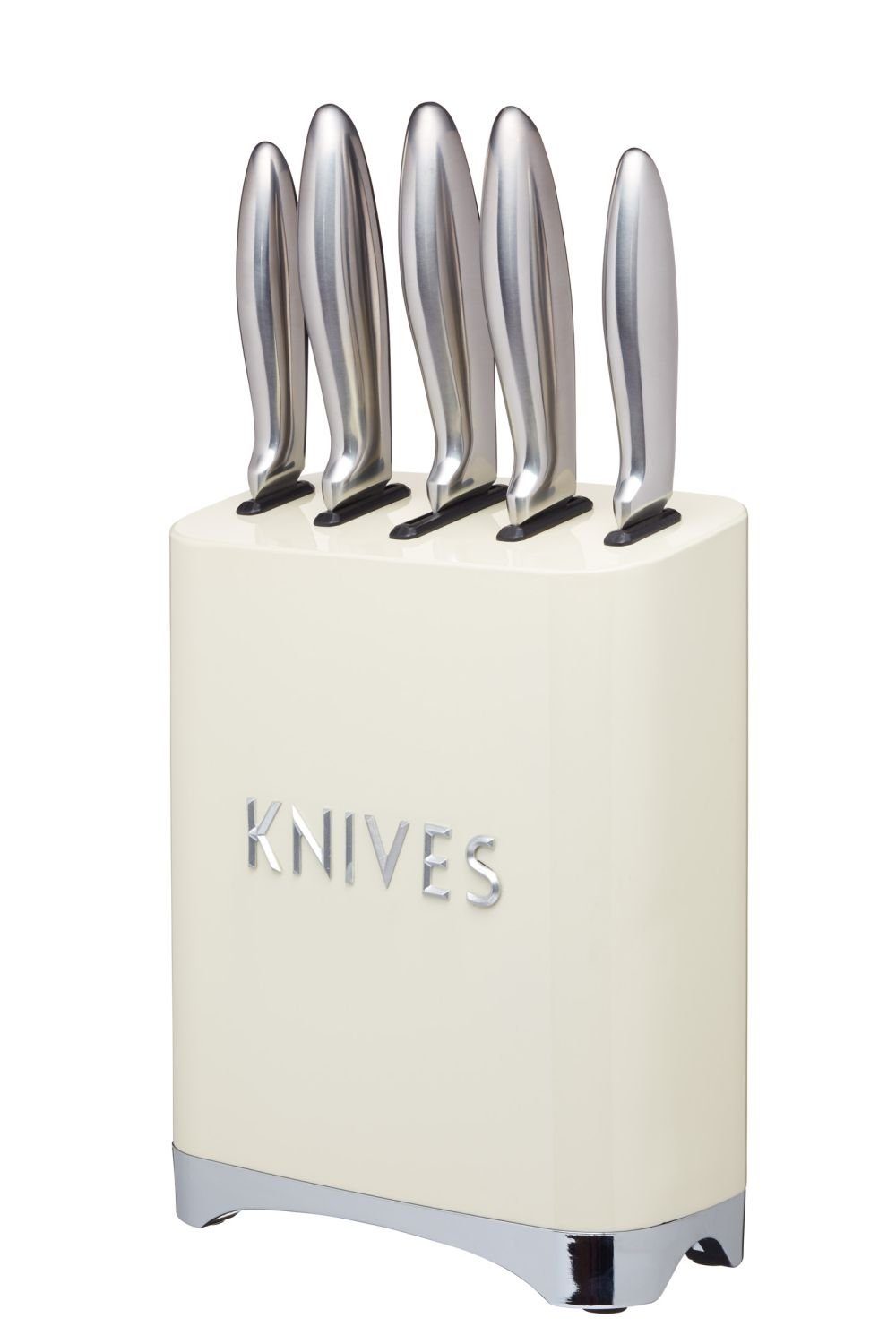 Kitchencraft Messer-Set KitchenCraft Messerblock Lovello bestückt mit 5  Messer Cream Retro | Küchenmesser