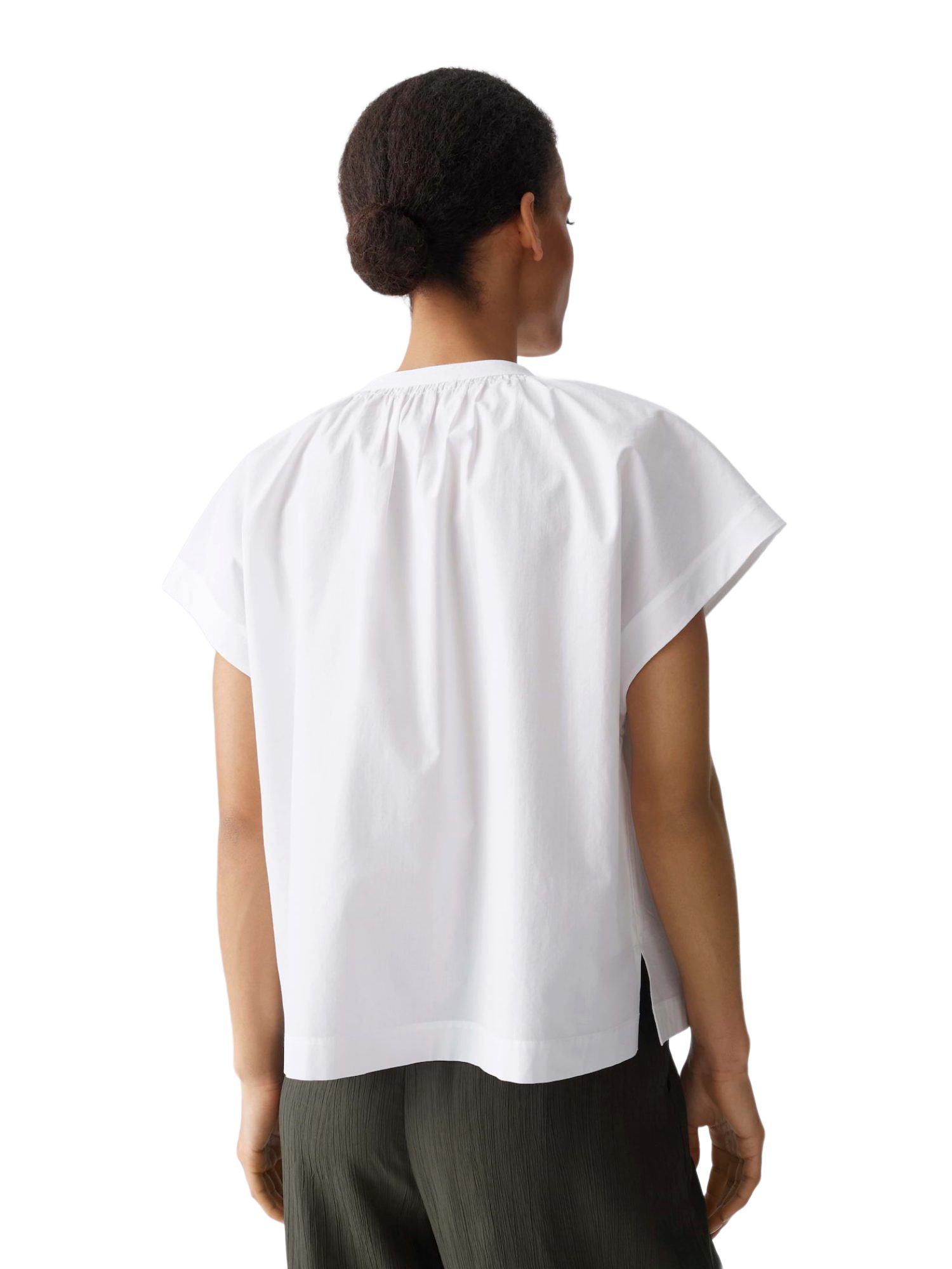 OPUS Blusenshirt weiß,Casual,Baumwolle,Unifarben,V-Ausschnitt,Kurz,Loose Fit