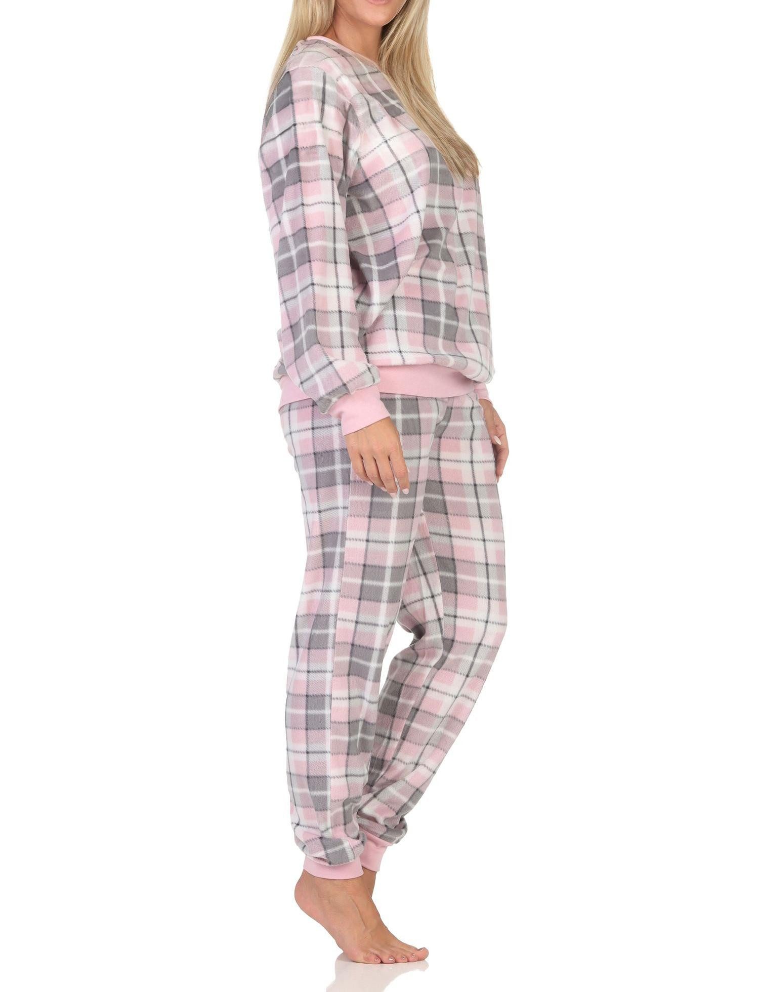 Normann Pyjama Normann Damen langarm Fleece Pyjama mit Bündchen in chilligen Look – Bild 3 von 4