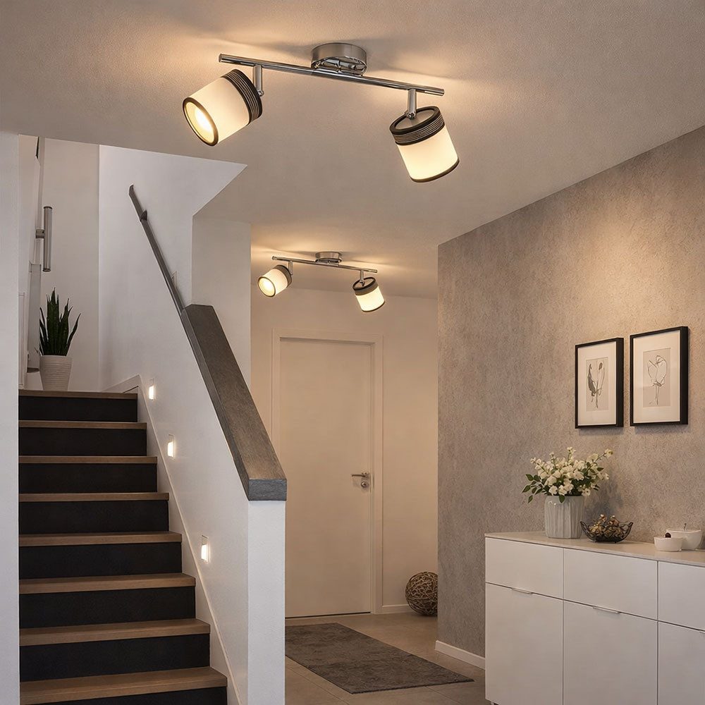 WOFI Deckenleuchte, Leuchtmittel nicht inklusive, Deckenleuchte 2 Flammig grau Deckenlampe Wohnzimmer grau-weiß, Spots