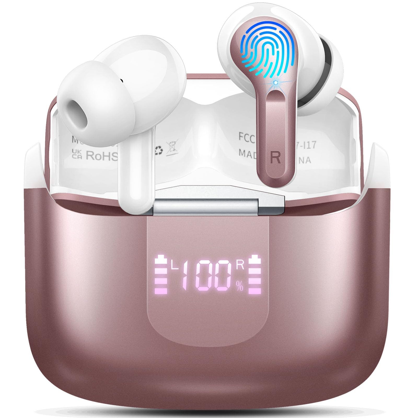 Forrlite In Ear Kopfhörer,Bluetooth Kopfhörer,2026 Kopfhörer Kabellos In-Ear-Kopfhörer (4 ENC Noise Cancelling Mics, IP-X7 Wasserdicht Headphones Sport, 3g USB-C in Ear Ohrhörer, Bluetooth 5.4,48 Std Hi-Fi Stereo Tiefer Bass Wireless Earbuds)