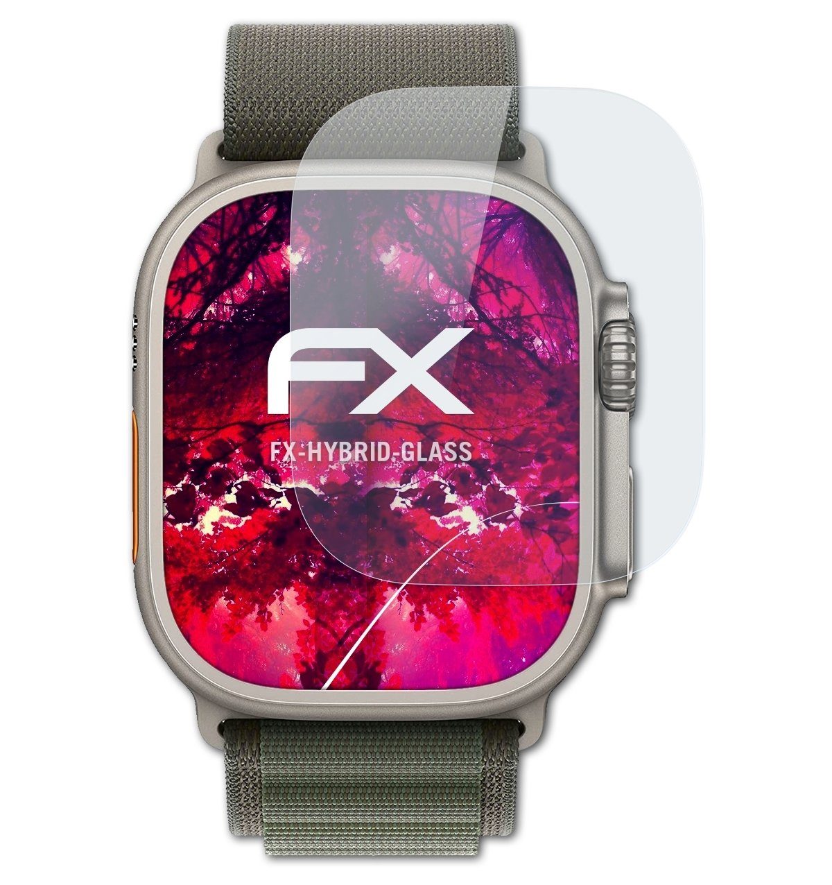 atFoliX Schutzfolie Panzerglasfolie für Apple Watch Ultra, Ultradünn und superhart