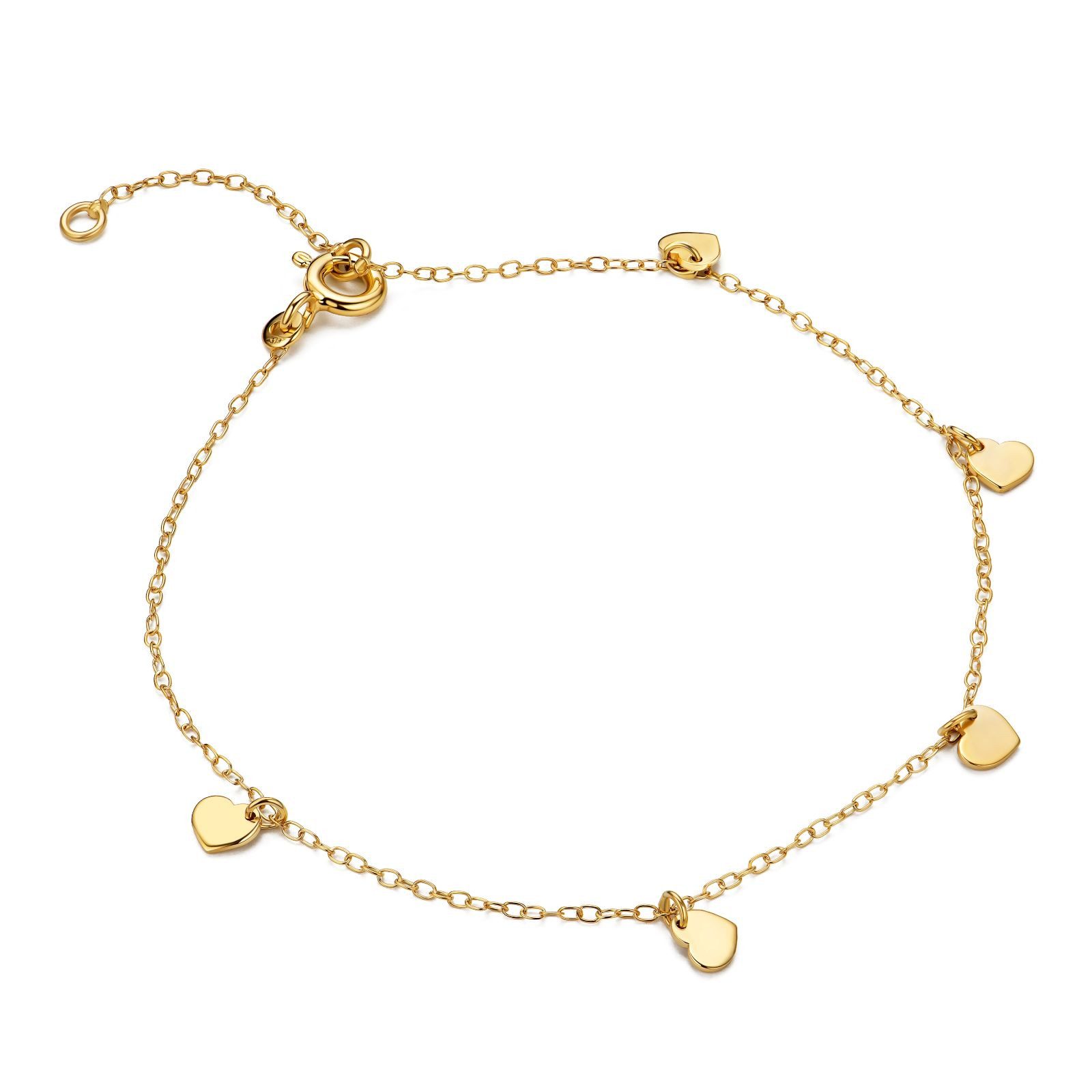 Miore Charm-Armband MGM943B - Herz Armband mit Charm Herzanhängern aus 9 Kt 375 Geldgold, an Goldkette 9 Kt 375 Geldgold - Made in Italy