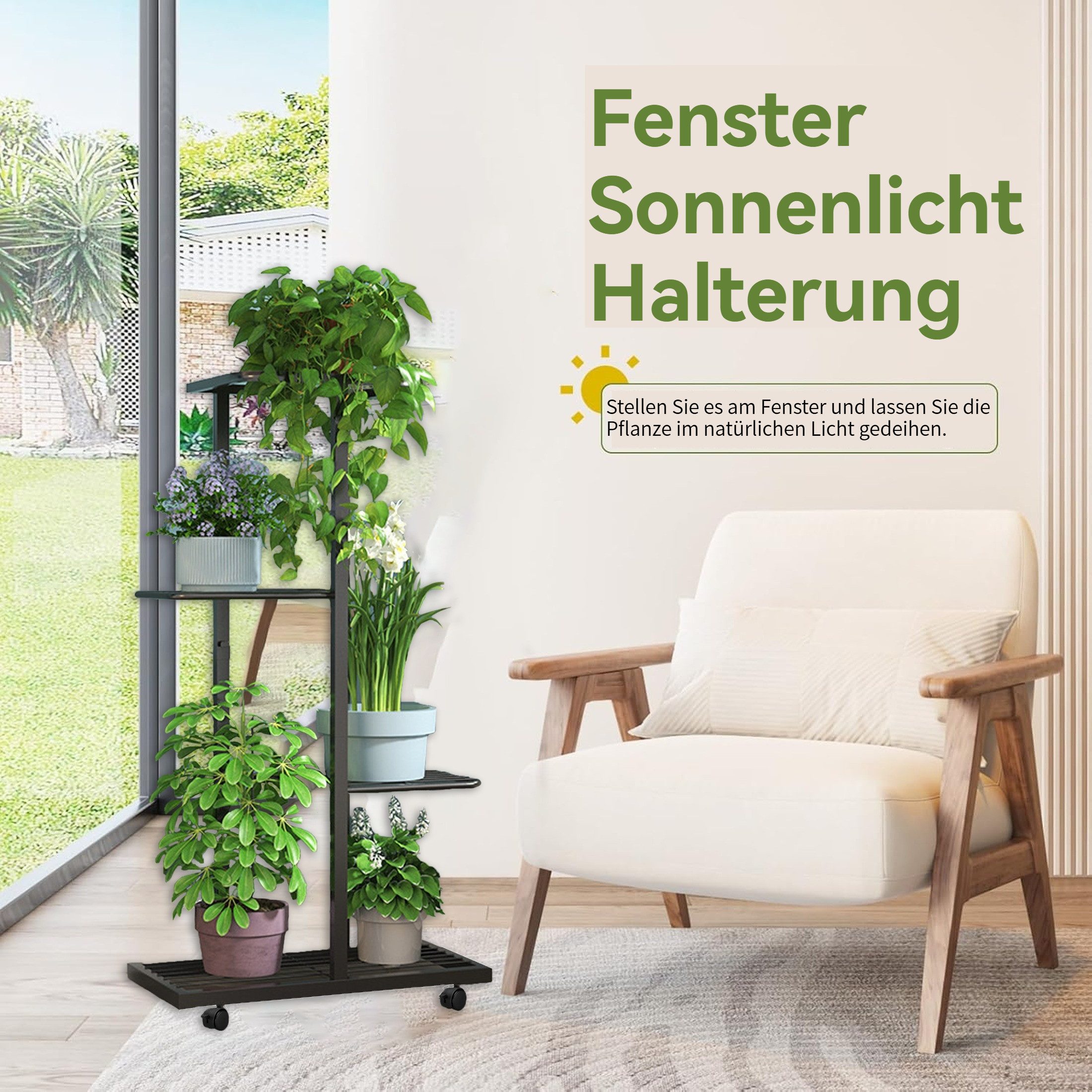 YINDN Blumenständer Blumenregal mit 4 Rollen, günstig online kaufen