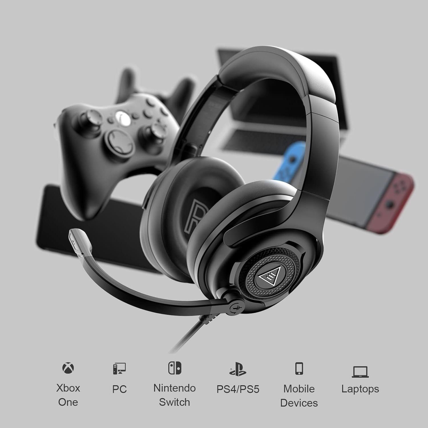mit Over-Ear kopfhörer Headset mikrofon USB-Headset, EKSA mit (PC leichte Gaming-Headset Mikrofon Aircomfy headset Headphones, treiber kabel) mit pc Wired
