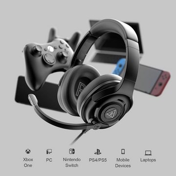 EKSA Gaming-Headset (PC Headset mit Mikrofon Over-Ear Wired Headphones, USB-Headset, Aircomfy pc headset mit mikrofon treiber leichte kopfhörer mit kabel)