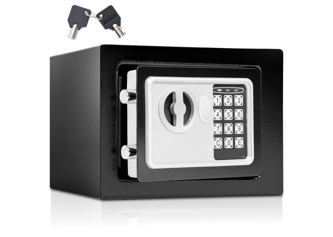 tectake Tresor Elektronischer Safe mit Doppelbolzen-Verschlusssystem, 17 x 23 x 17 (Möbeltresor, in schwarz), LED-Anzeige mit akustischem Signal, wählbarer Sicherheitscode
