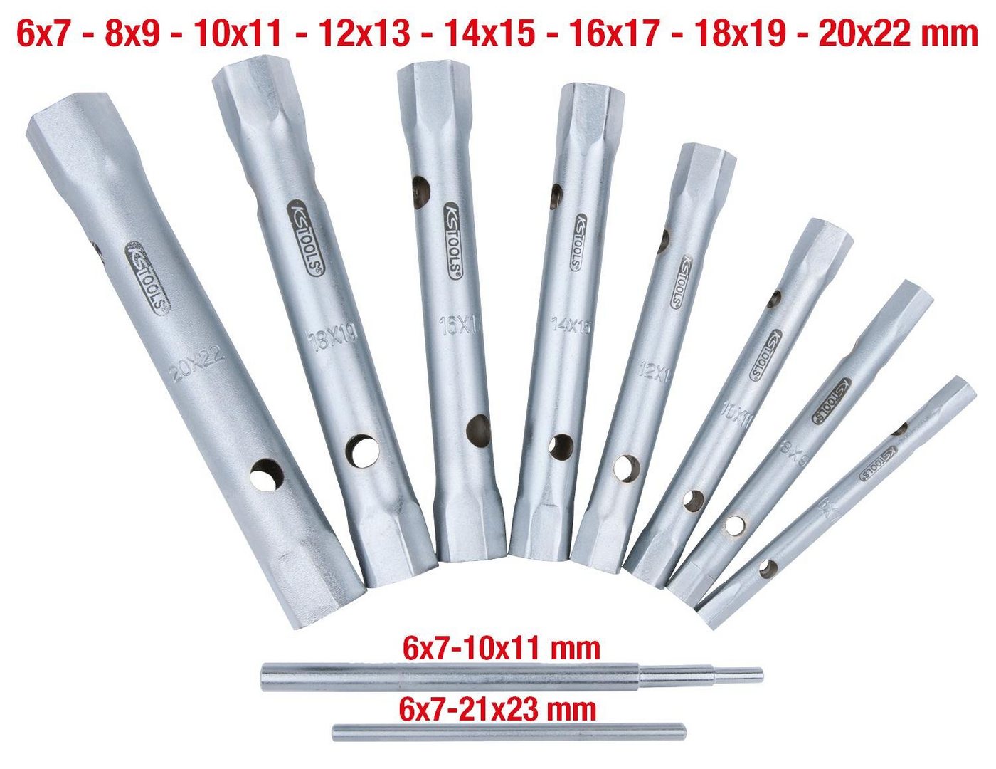 Thumbnail - KS Tools Steckschlüssel Rohrsteckschlüssel-Satz, 10-tlg, 6x7-20x22mm