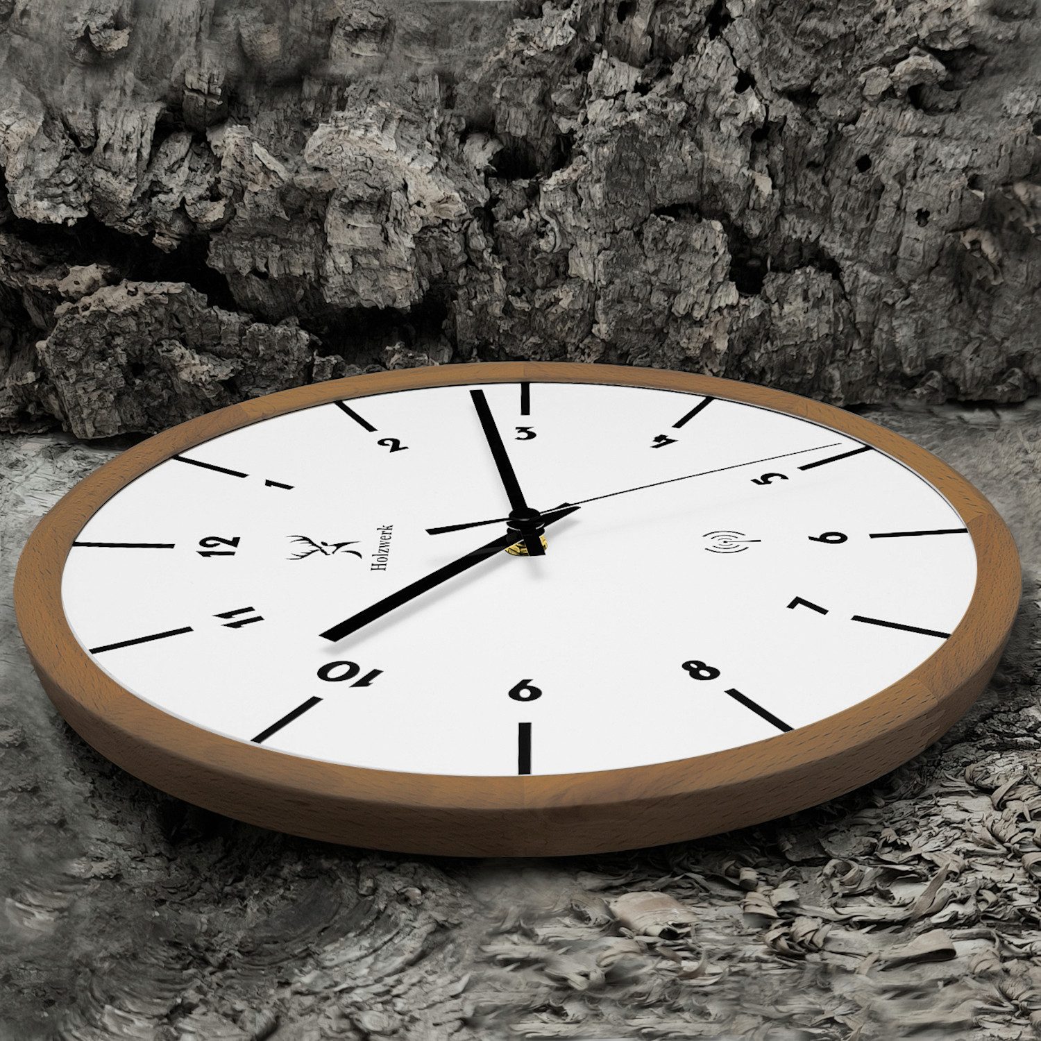 Holzwerk Funkwanduhr moderne Funk Holz Wand günstig online kaufen