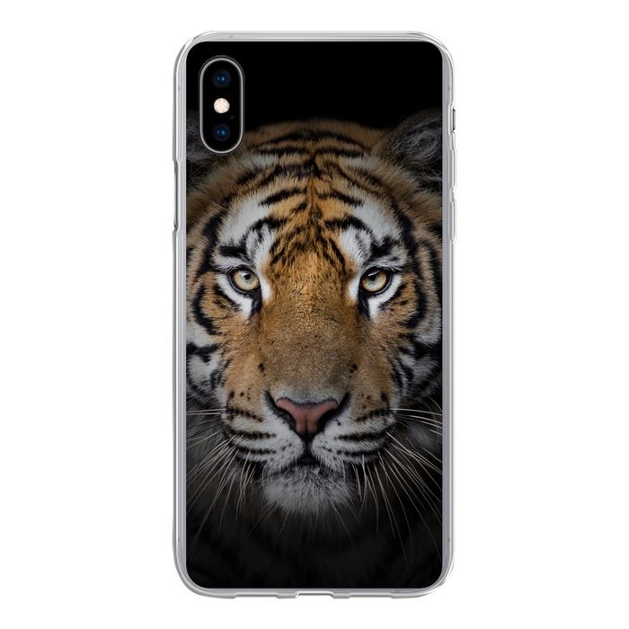 MuchoWow Handyhülle Tiger - Wildtiere - Porträt - Schwarz - Tiere Handyhülle Apple iPhone Xs Smartphone-Bumper Print Handy