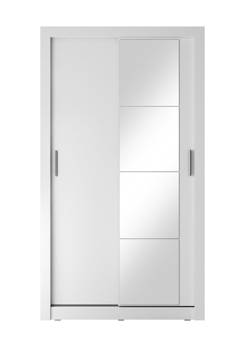 Compleo Kleiderschrank ARTI 06, 120 Schwebetürenschrank Spiegel, 2-türig, Modern Breite mit weiß cm Flurschrank