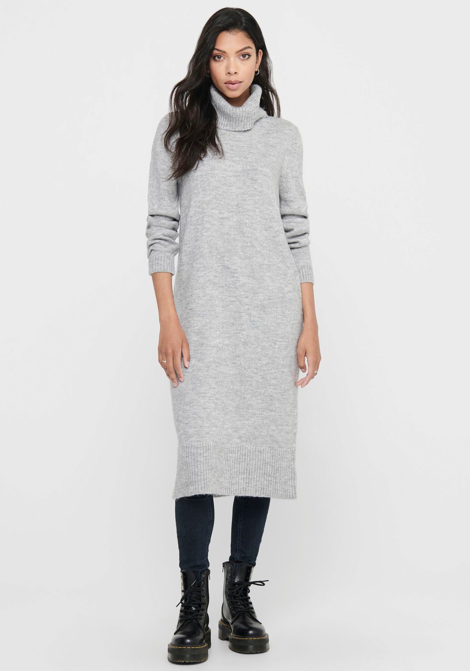 ONLY Strickkleid grey L/S ROLL NECK light melange ONLBRANDIE DRESS