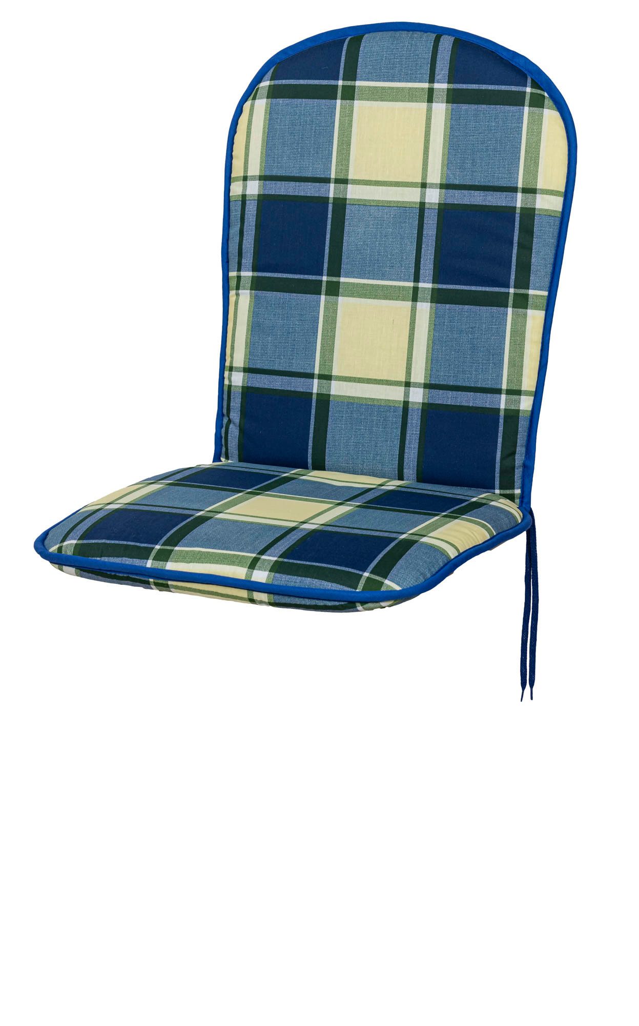 KETTtex Polsterauflage Monoblock hoch 2163 blau-grün kariert 92x44x3,5 cm KETTtex, (1 St), mit Bindebändern