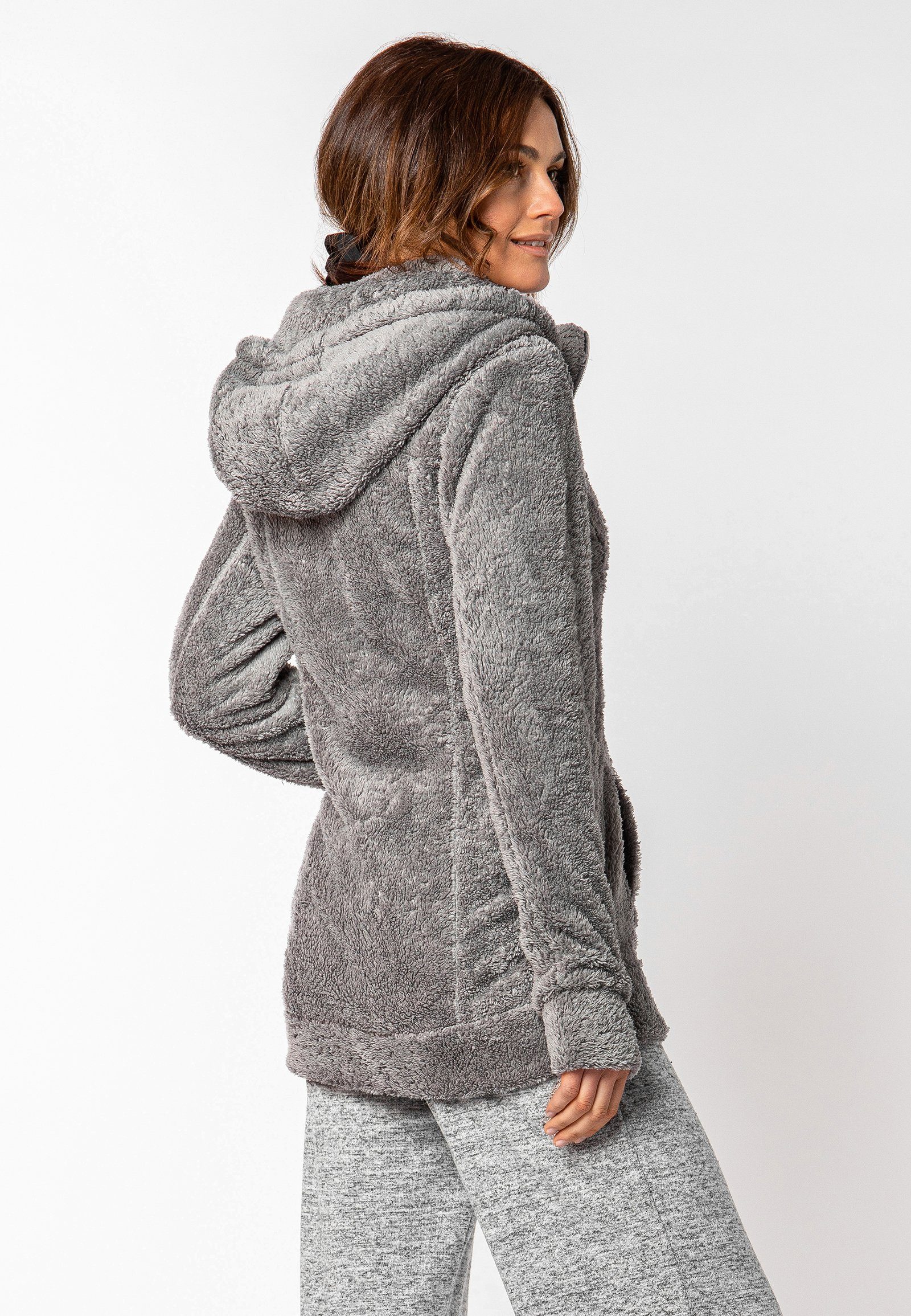 SUBLEVEL Fleecejacke Flauschiger Fleecemantel mit Kapuze