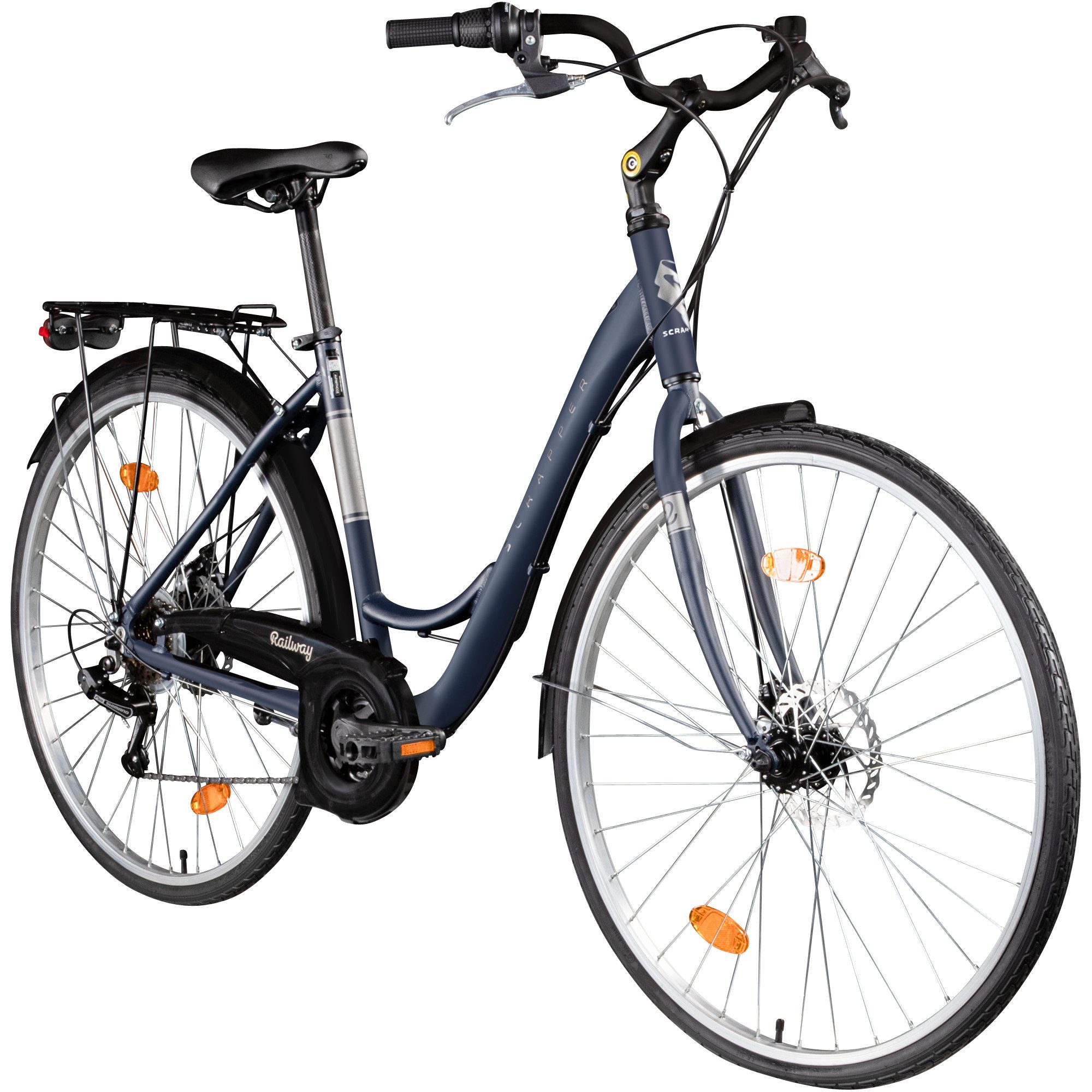 Scrapper Cityrad Railway, 18 Gang Shimano TY21 Schaltwerk, Kettenschaltung, Hollandrad Damenfahrrad 28" Fahrrad Damen 155-170cm Cityrad 18 Gänge