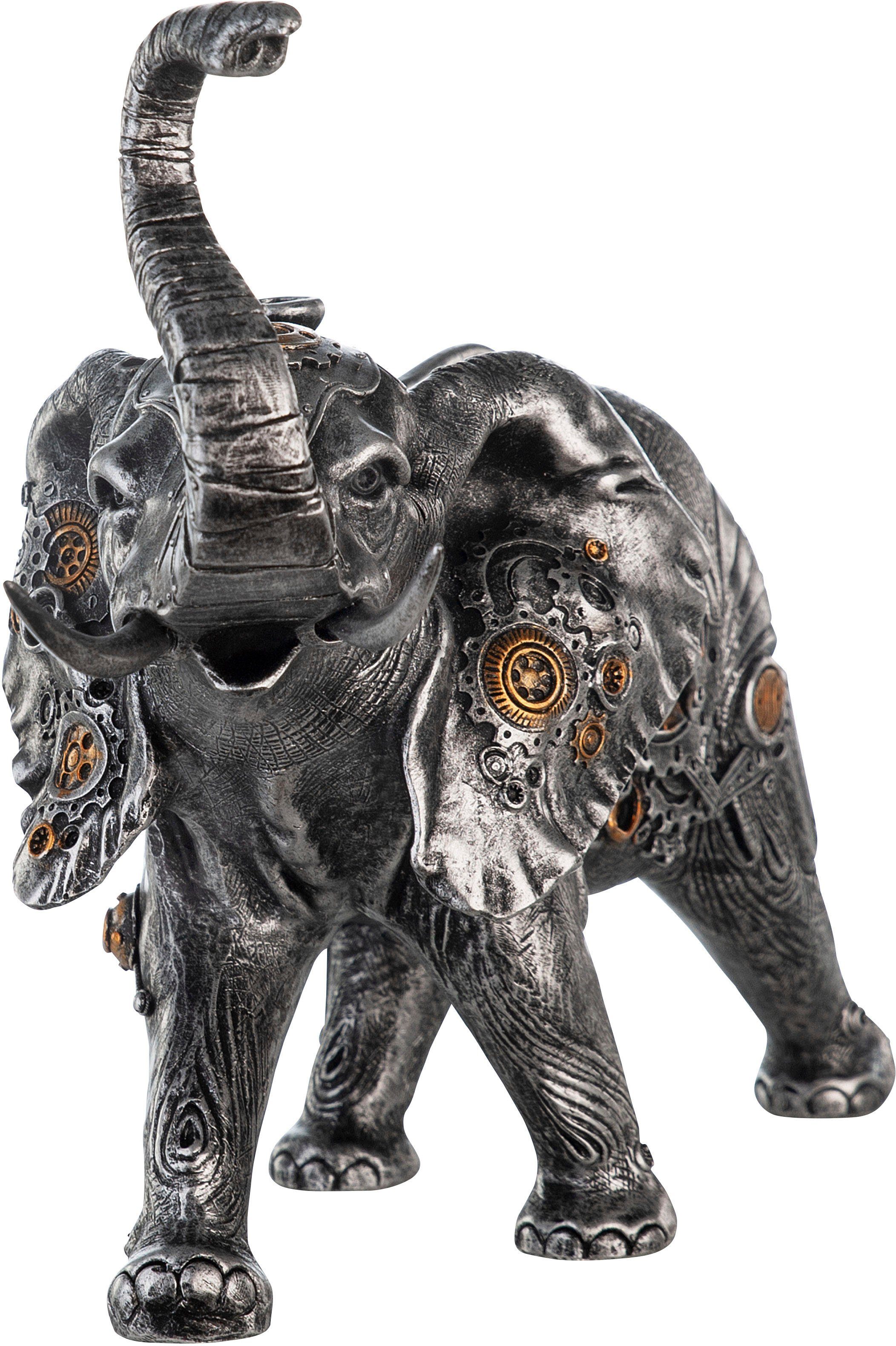 by mit Tierfigur Gilde Casablanca Skulptur Elephant St), kupferfarbenen Elementen (1 Steampunk