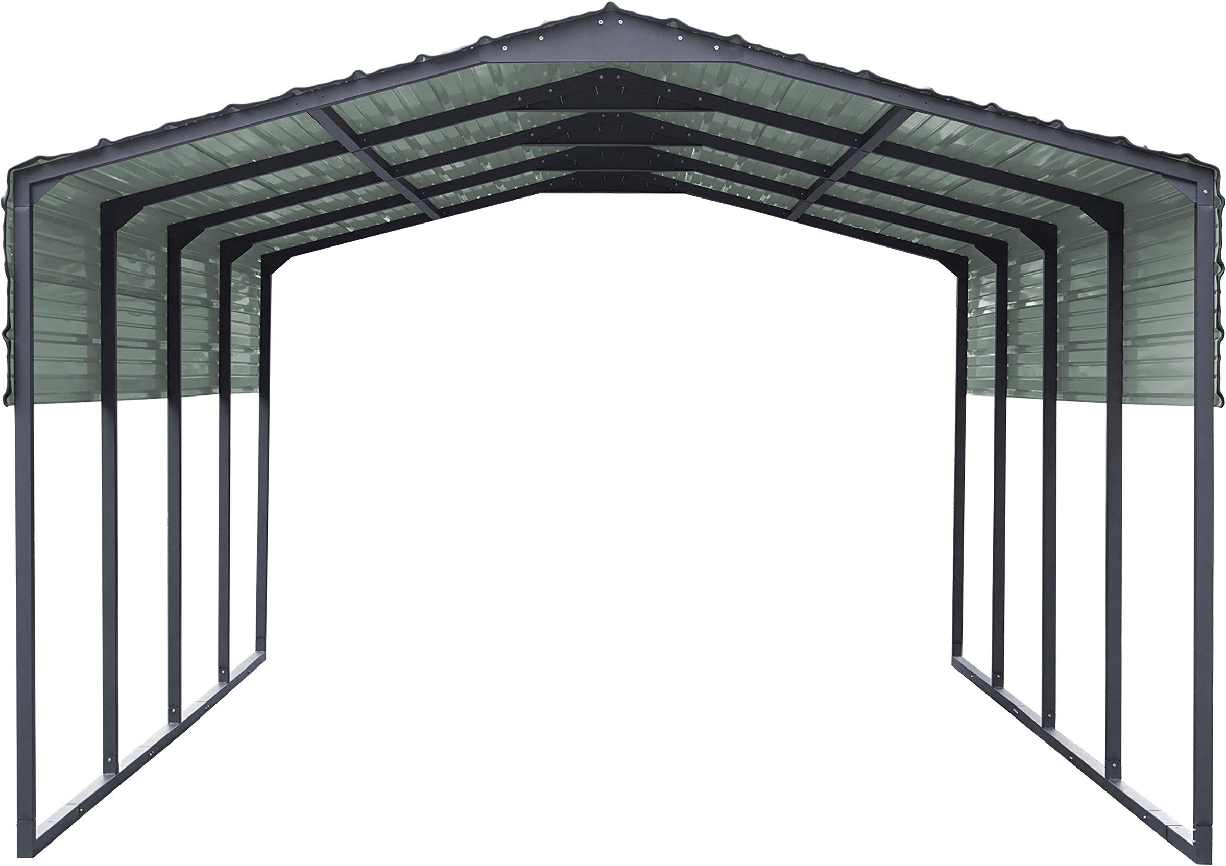 WESTMANN Einzelcarport Kopenhagen M Grau, BxT: 366x596 cm, 211 cm Einfahrtshöhe, wetterfeste Konstruktion durch pulverbeschichtete Oberfläche