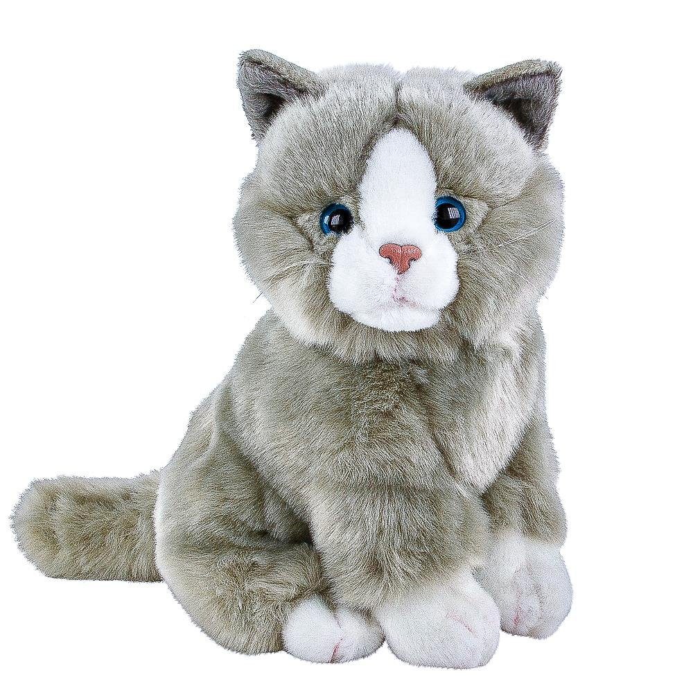 Kuscheltier Katze Lilly sitzend grau weiß 30 cm Plüschtier Stoffkatze