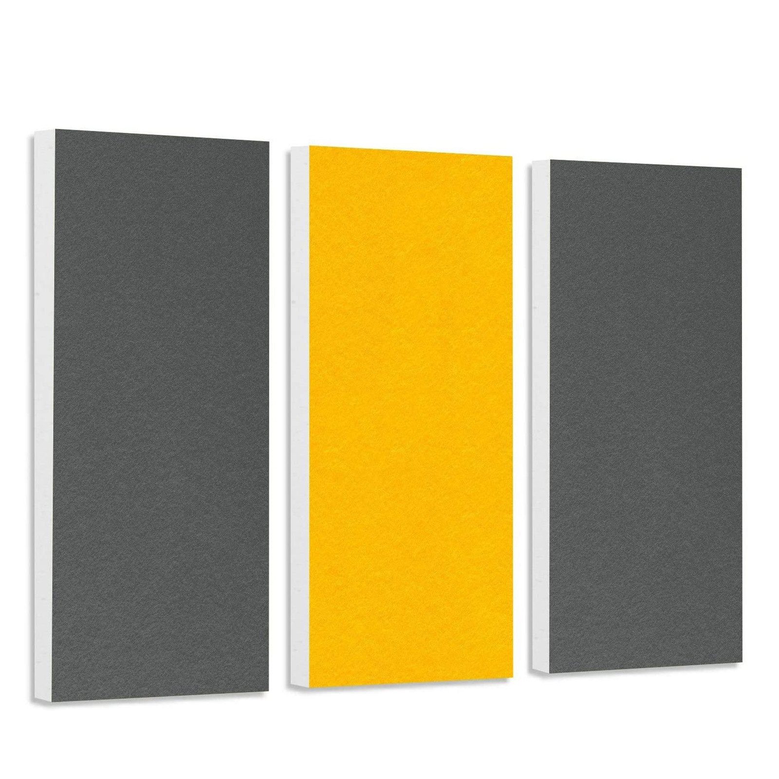 platino24 Akustikplatte 3 Rechtecke aus Basotect ® G+ in Granitgrau + Sonnengelb