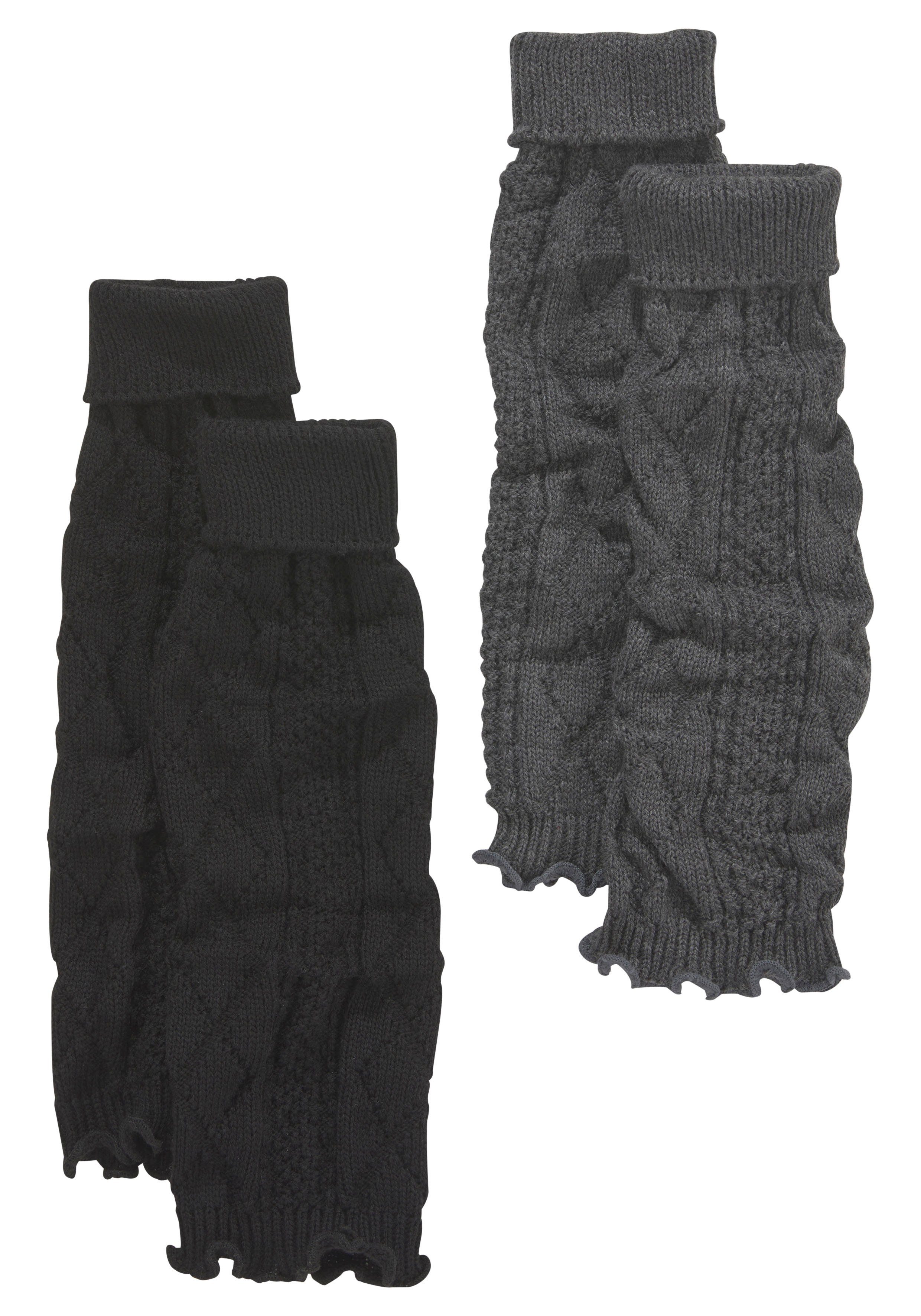 Lavana Stulpensocken gestrickte Beinstulpen, Beinwärmer für Ballett, Tanz und Sport (Packung, 2-Paar) mit Zopfstrickmuster