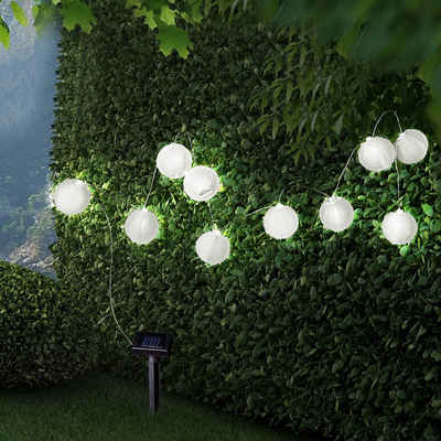 Globo LED Dekolicht, Solarleuchte Lampions Außen Solarlampe Erdspieß Solar Garten Deko Außen, Akku, 10x LED, LxD 300 x 7,5 cm