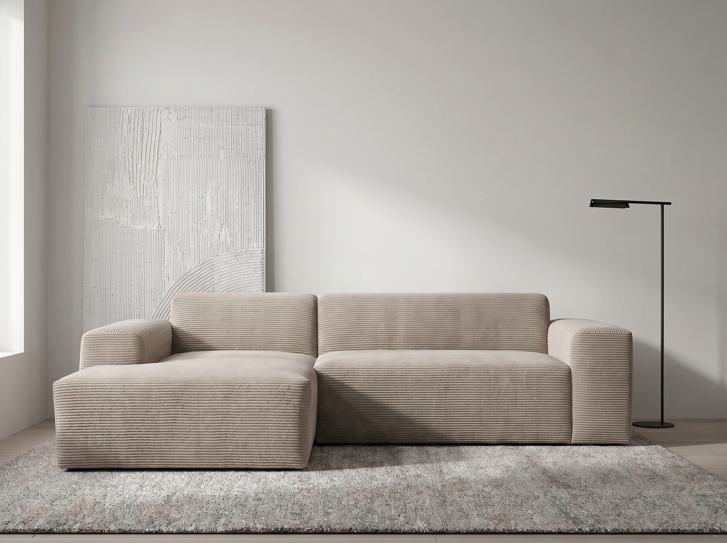 WERK2 Ecksofa Zeus-L Breite: 253 cm, modern & zeitlos, bequemes Sofa, Curvy Trend Ecksofa mit urbaner Optik