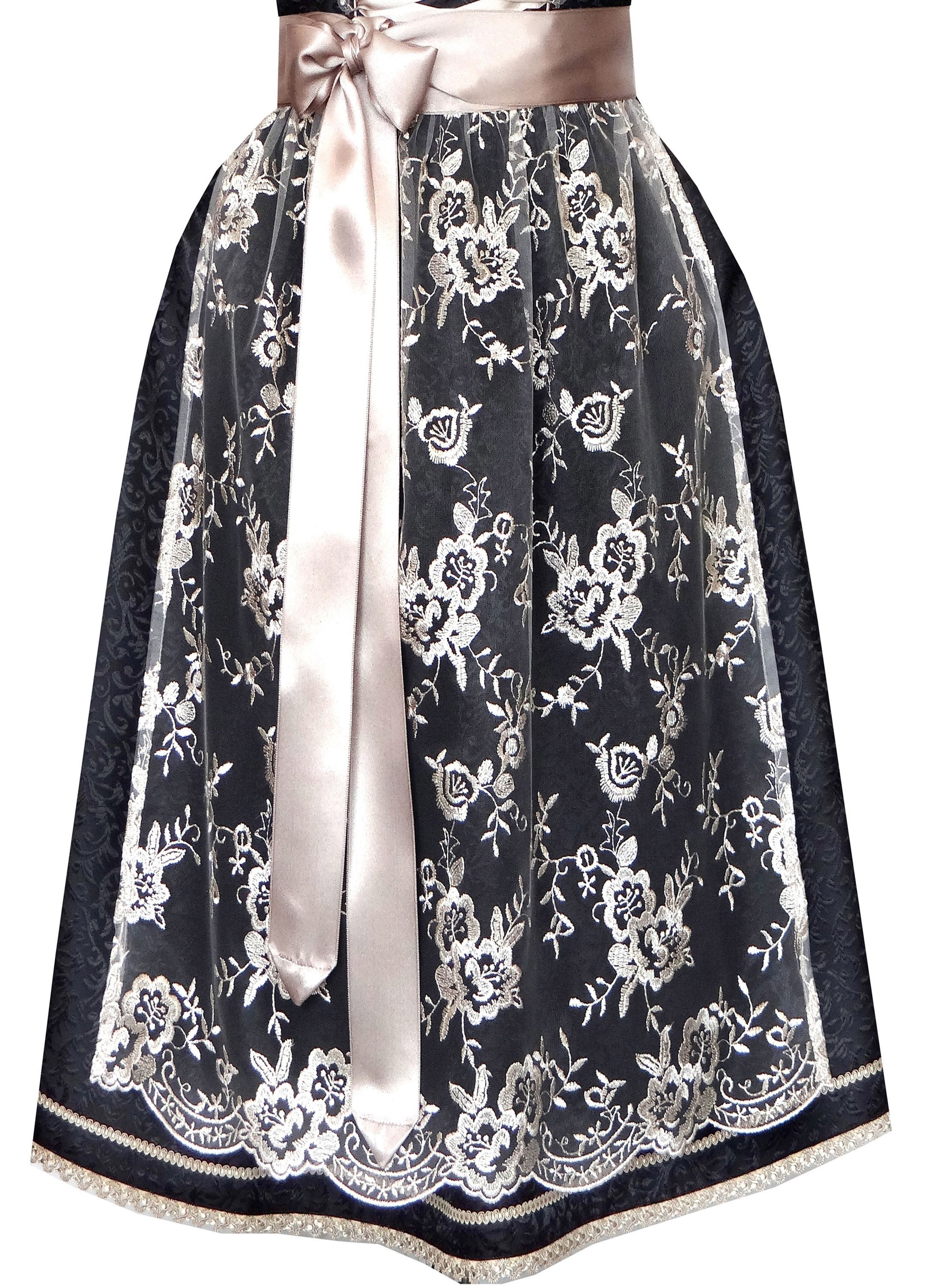 Alpenmärchen Dirndl Langes Dirndl Larissa in schwarz und creme - ALM662L
