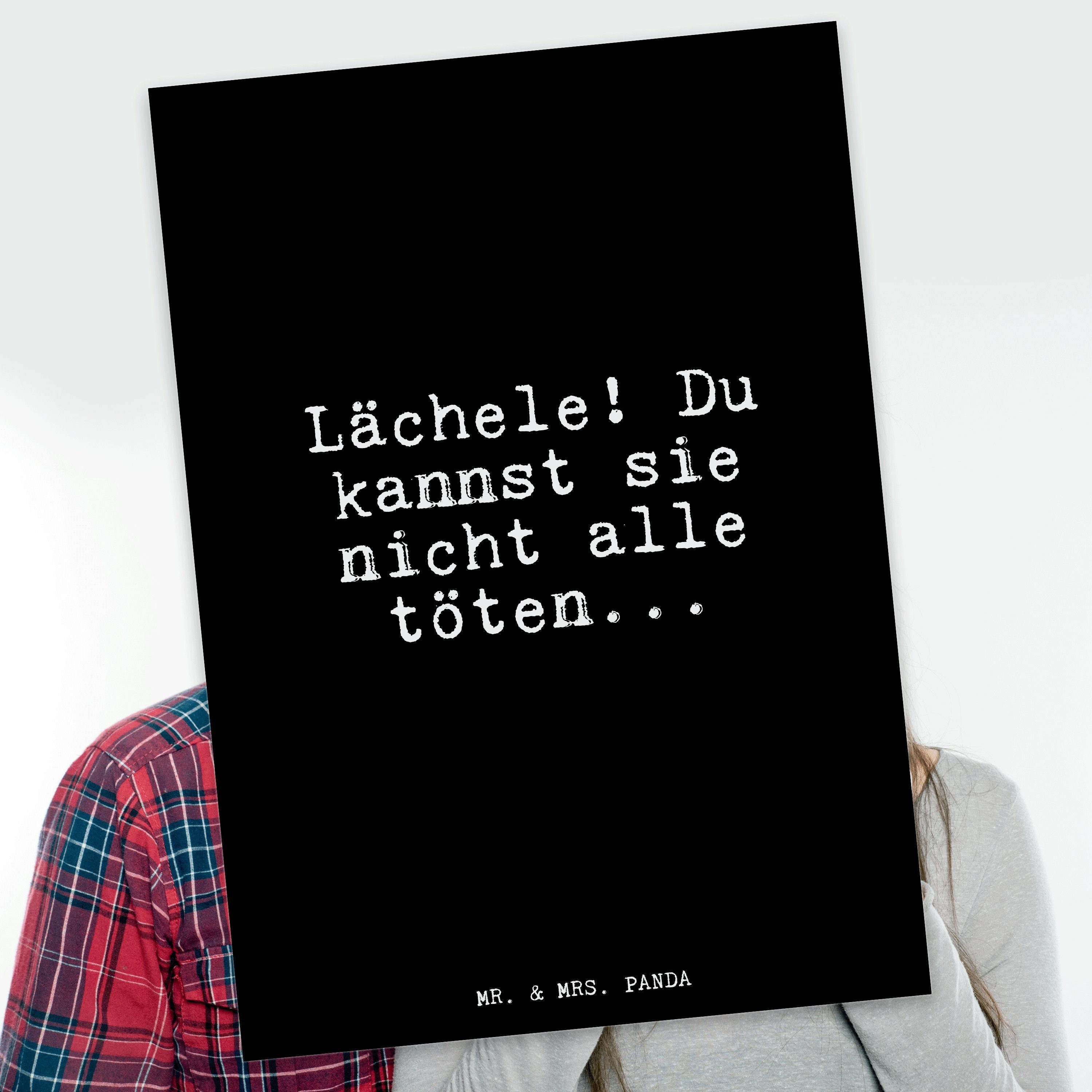 Mr. & Mrs. Panda Postkarte »Lächele! Du kannst sie... Schwarz