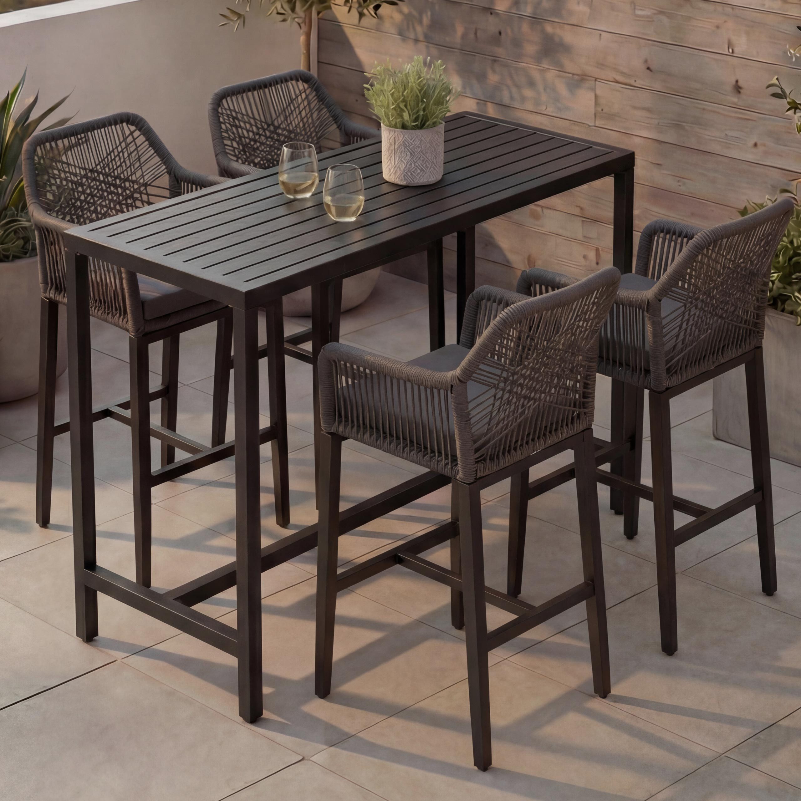 MCW Stehtisch MCW-P91-S (Set, 5er), Mit höhenverstellbaren Fußbodenschoner