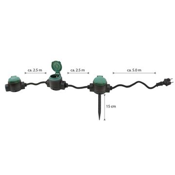 LED's light 1400320 Outdoor Verlängerungskabel Stromkabel, mit 3 Steckdosen IP44 10m