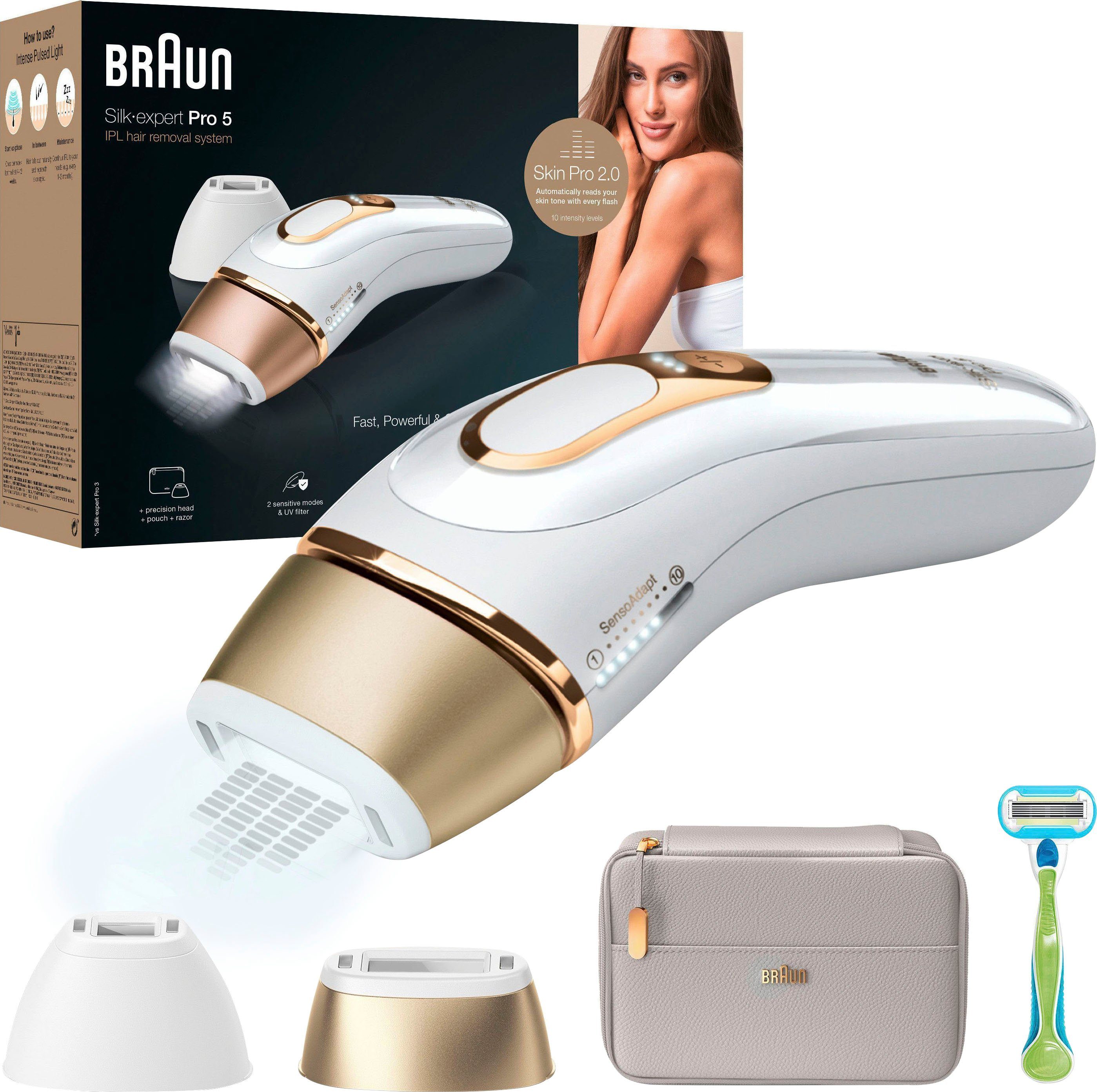 Braun IPL-Haarentferner Braun Silk-Expert Pro 5 PL5154 IPL, 400.000 Lichtimpulse, Skin Pro 2.0 Sensor