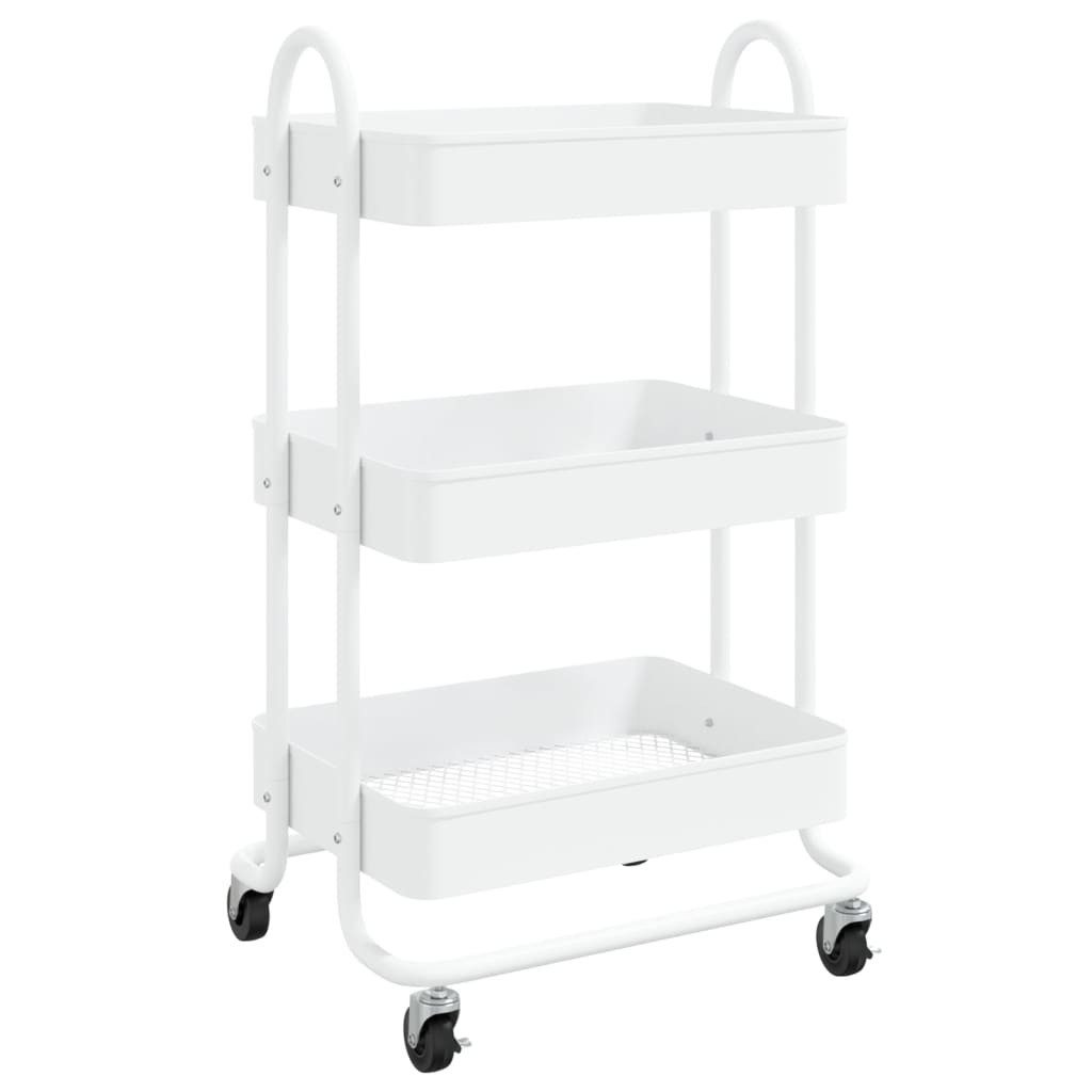 Küchenwagen Küchenwagen Servierwagen 3-Etagen Rollwagen Trolley Weiß 43x34x79 cm S