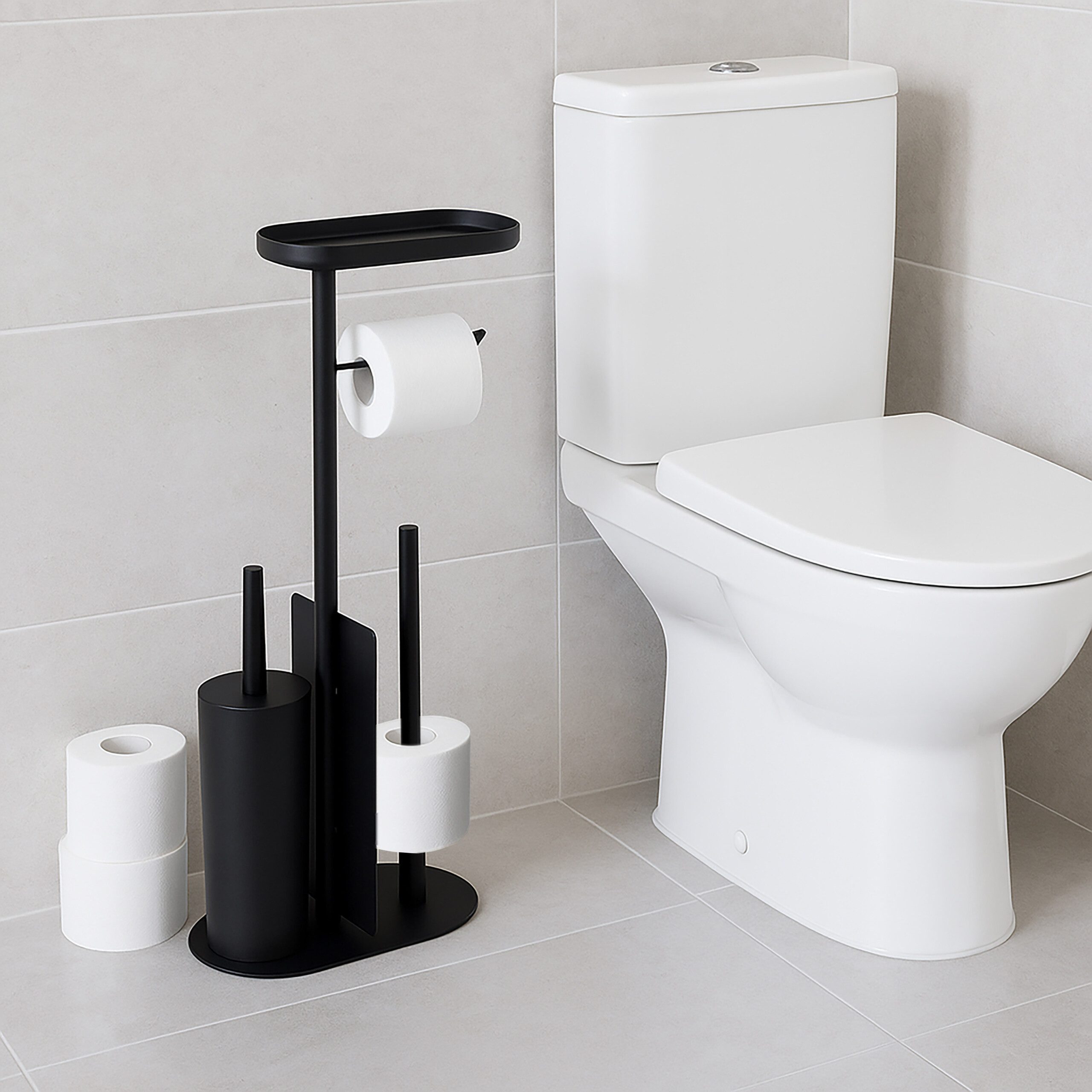 relaxdays WC-Garnitur aus Metall, schwarz günstig online kaufen