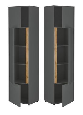 Furn.Design Aktenschrank Center (Schrank-Set 7-teilig in grau mit Wotan Eiche, 260 x 200 cm) 20 Stauraumfächer